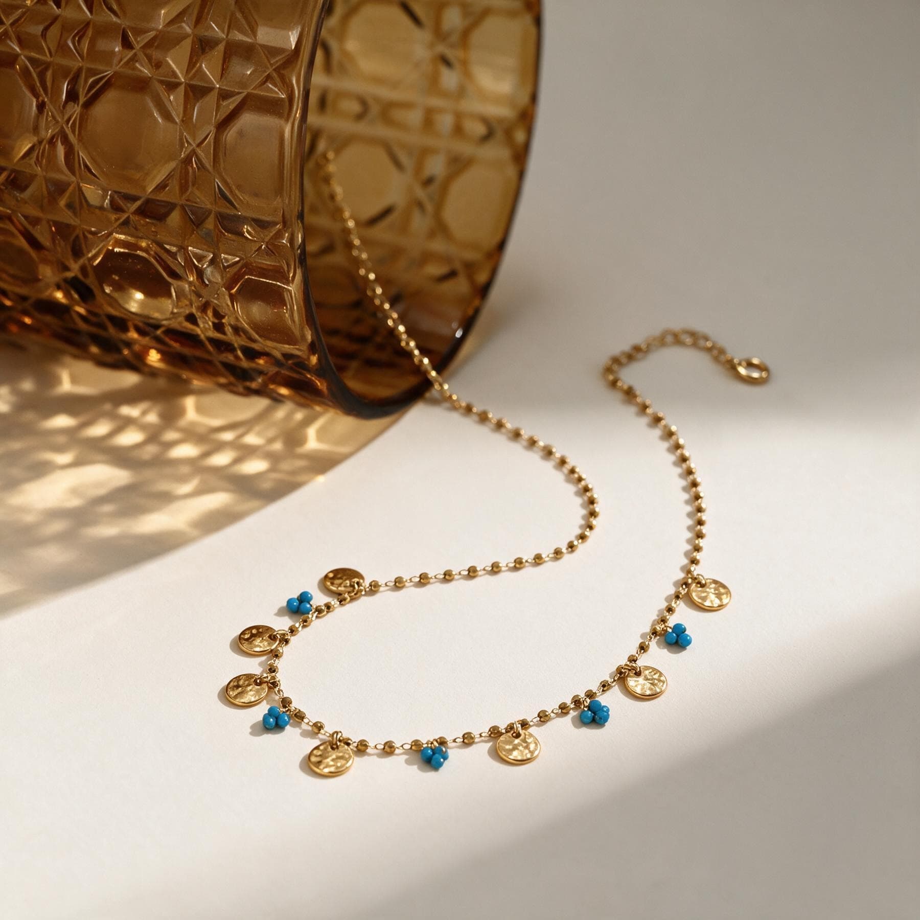 Hammered Gold Disc Charm Necklace — view 4 of 4