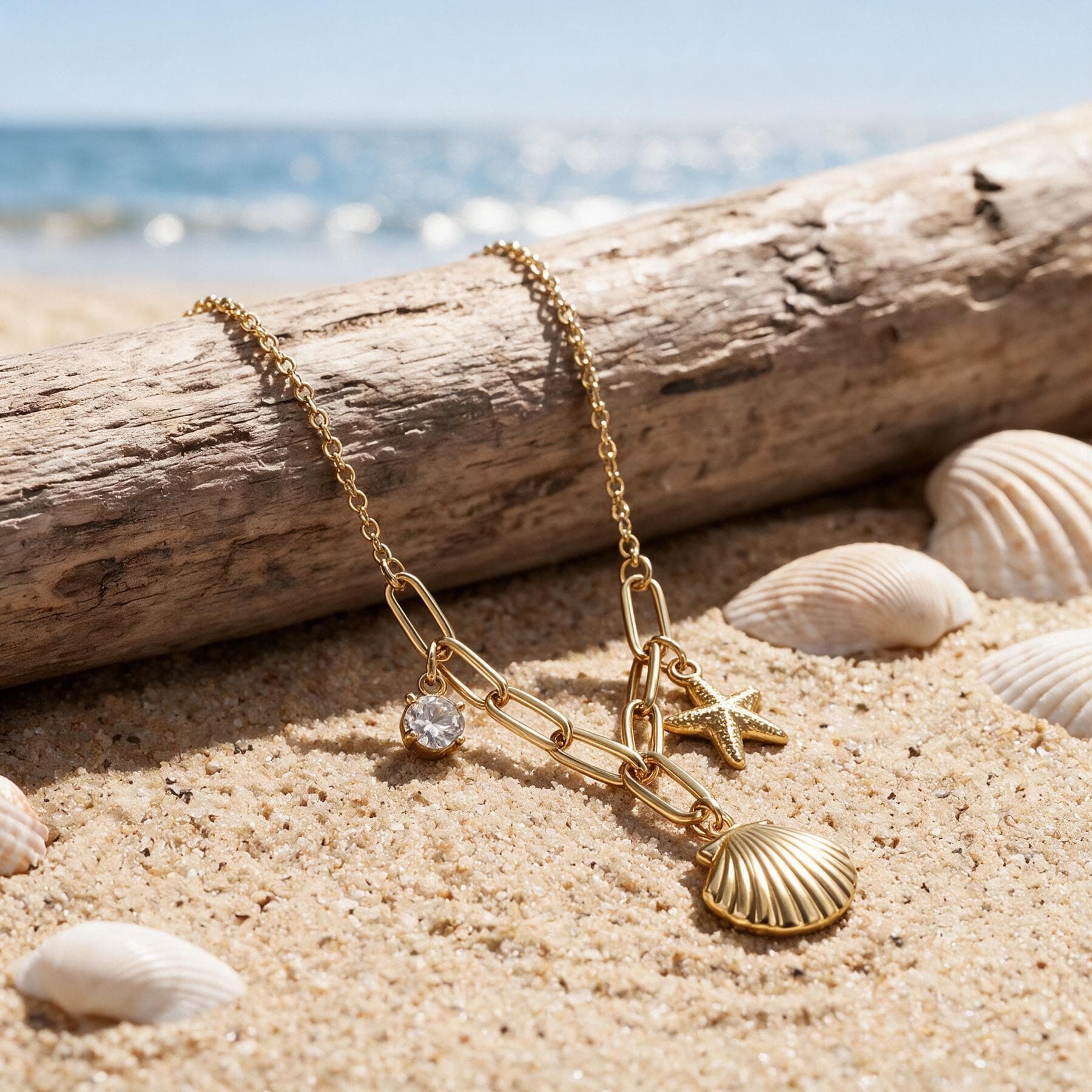 Gold Shell Starfish Charm Necklace — view 4 of 4