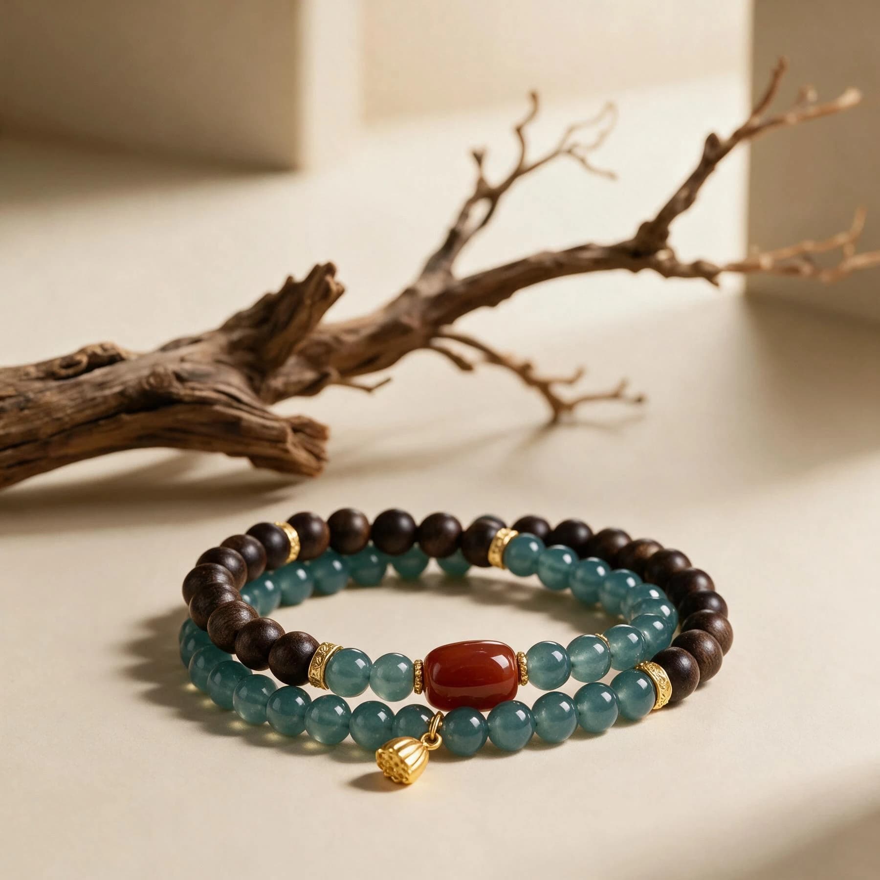 Agarwood Jadeite Wrap Bracelet — view 4 of 4