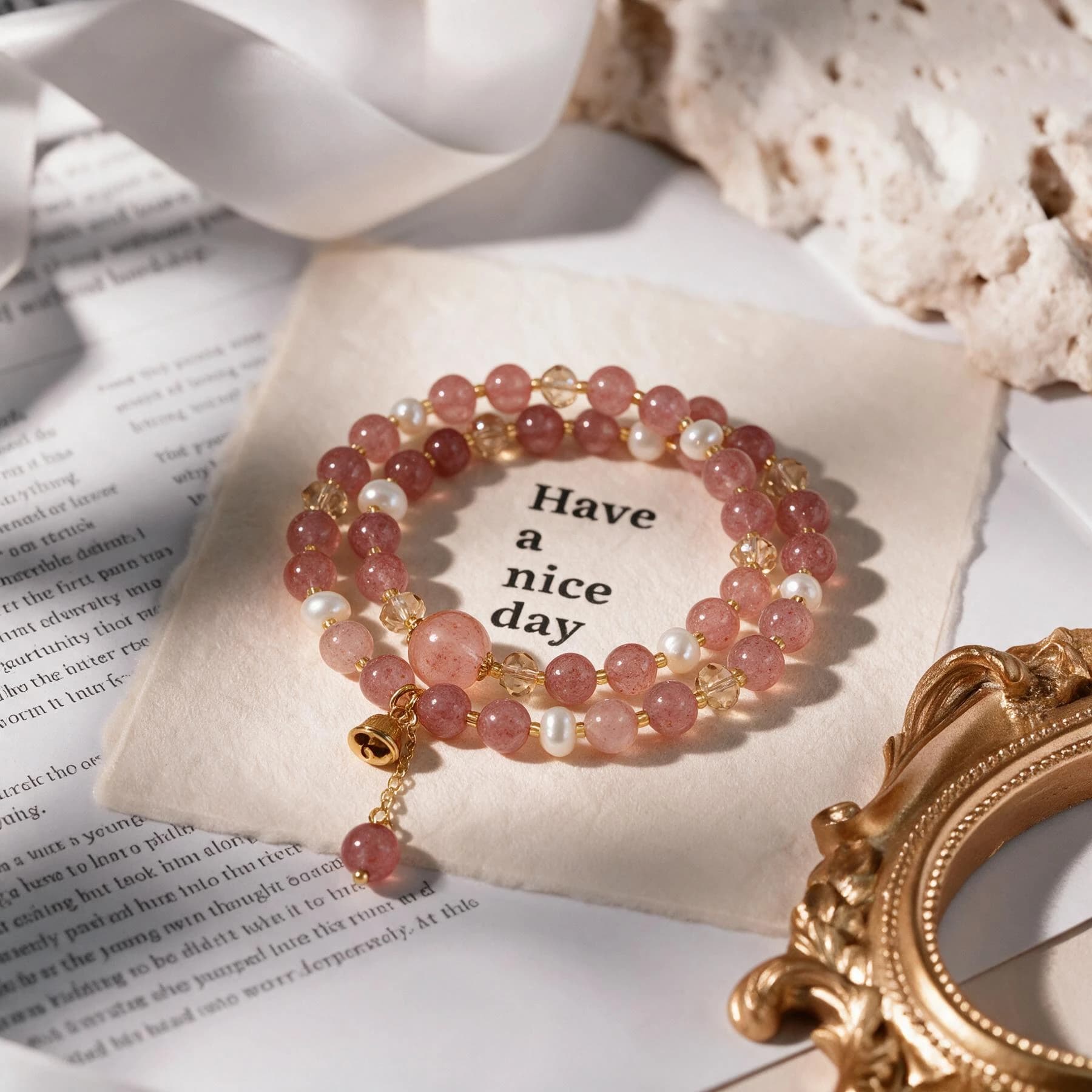 Rose Quartz Pearl Bracelet — view 4 of 4