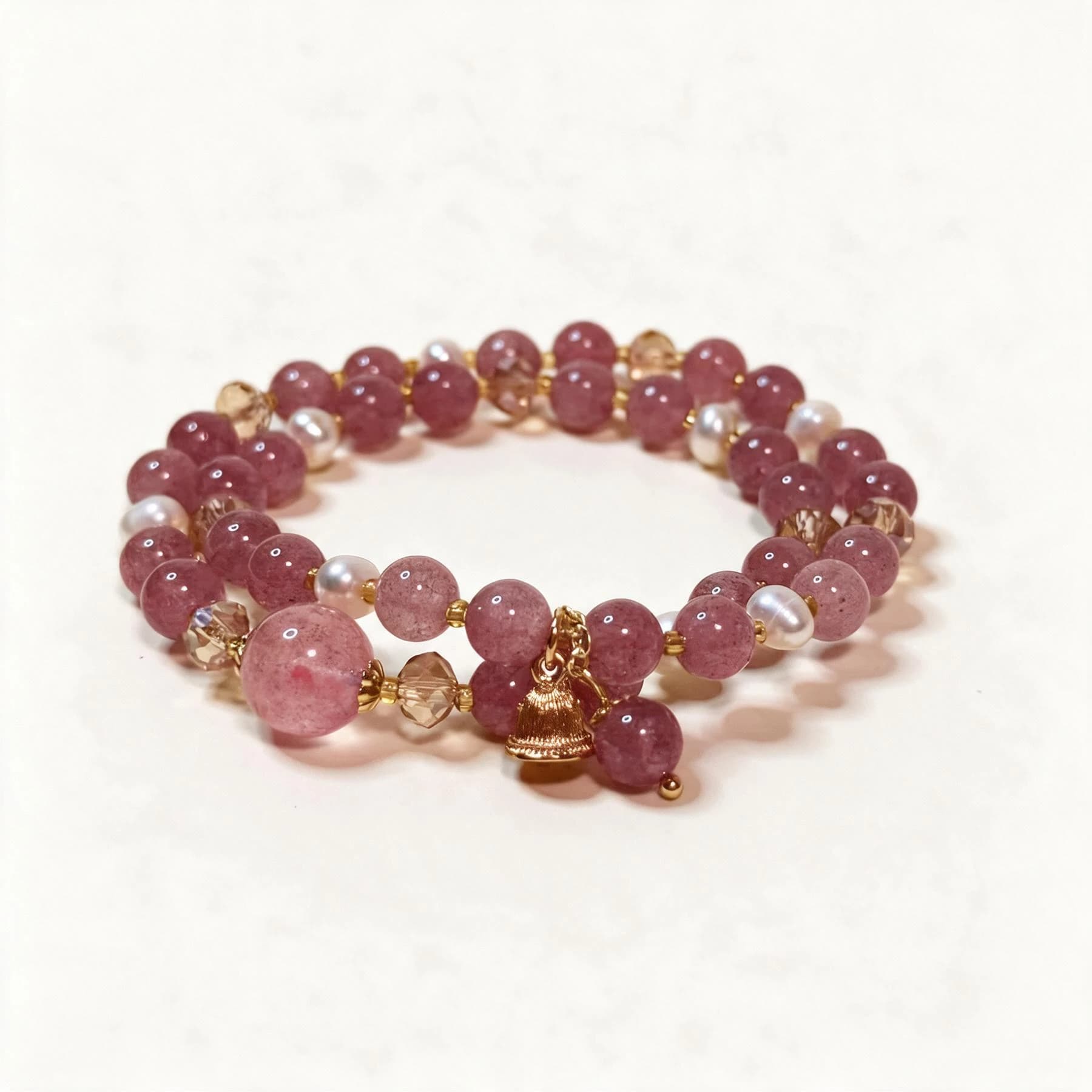 Amuvara Libra zodiac jewelry: Rose Quartz Pearl Bracelet
