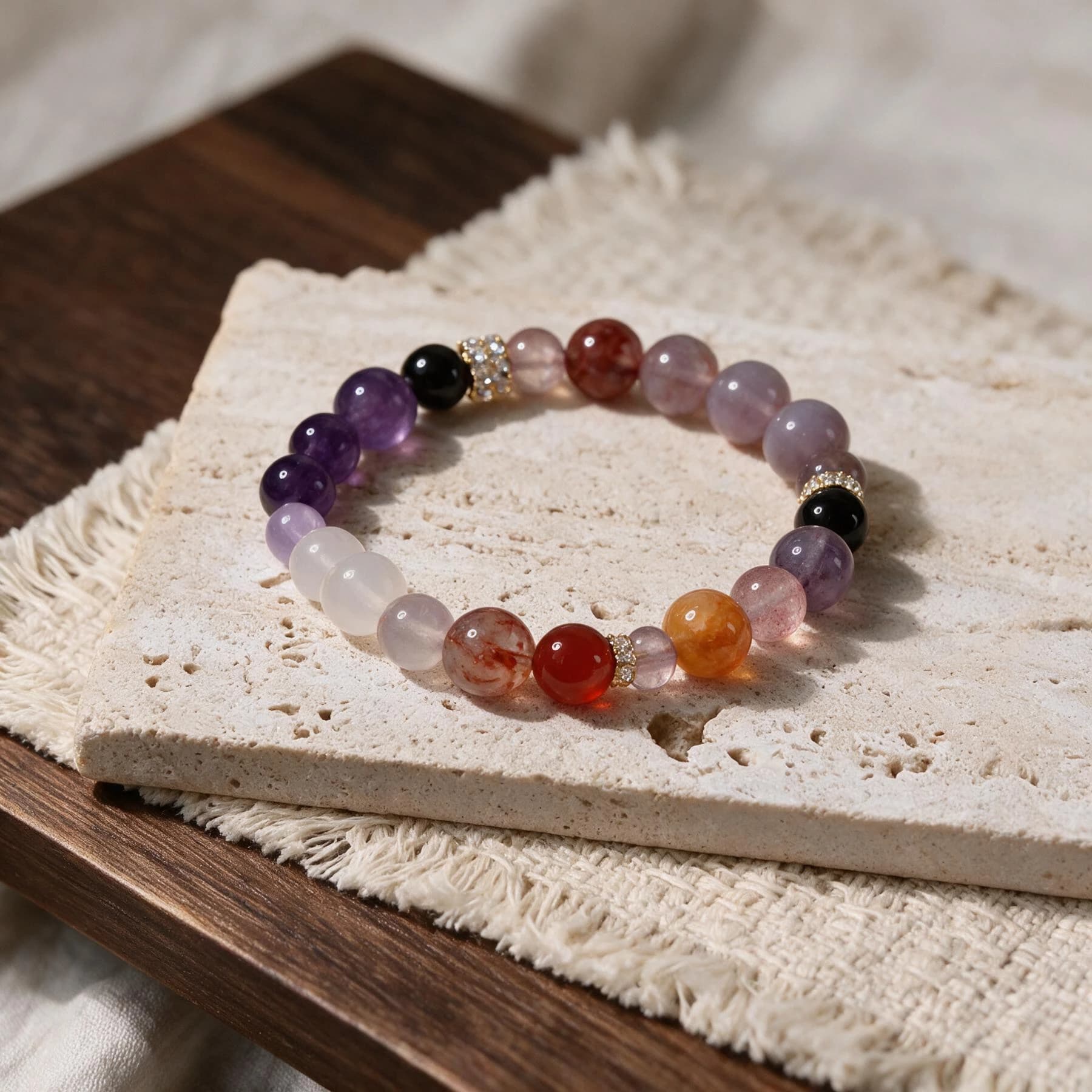 Amethyst Rose Quartz Garnet Bracelet — view 4 of 4