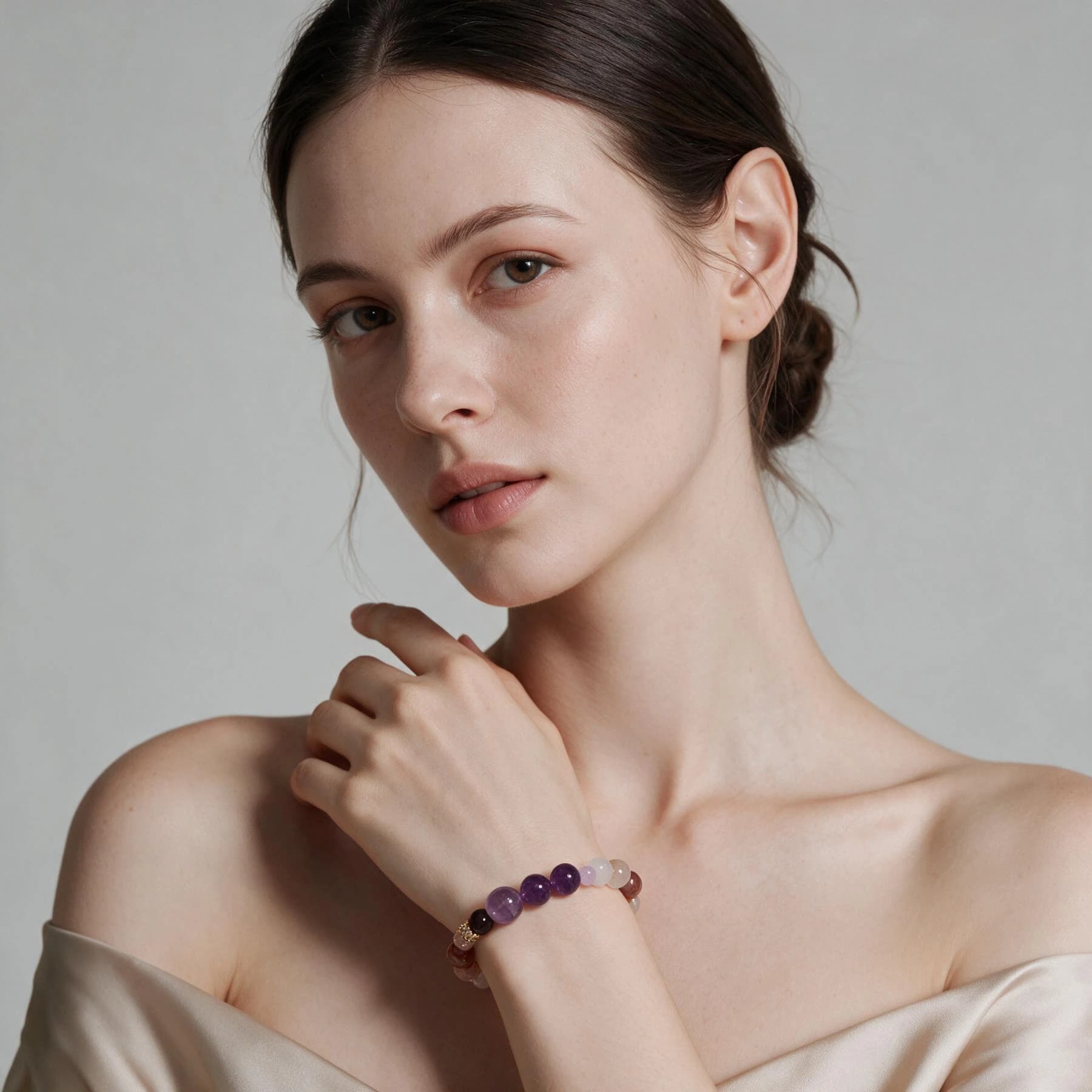 Amethyst Rose Quartz Garnet Bracelet — view 3 of 4