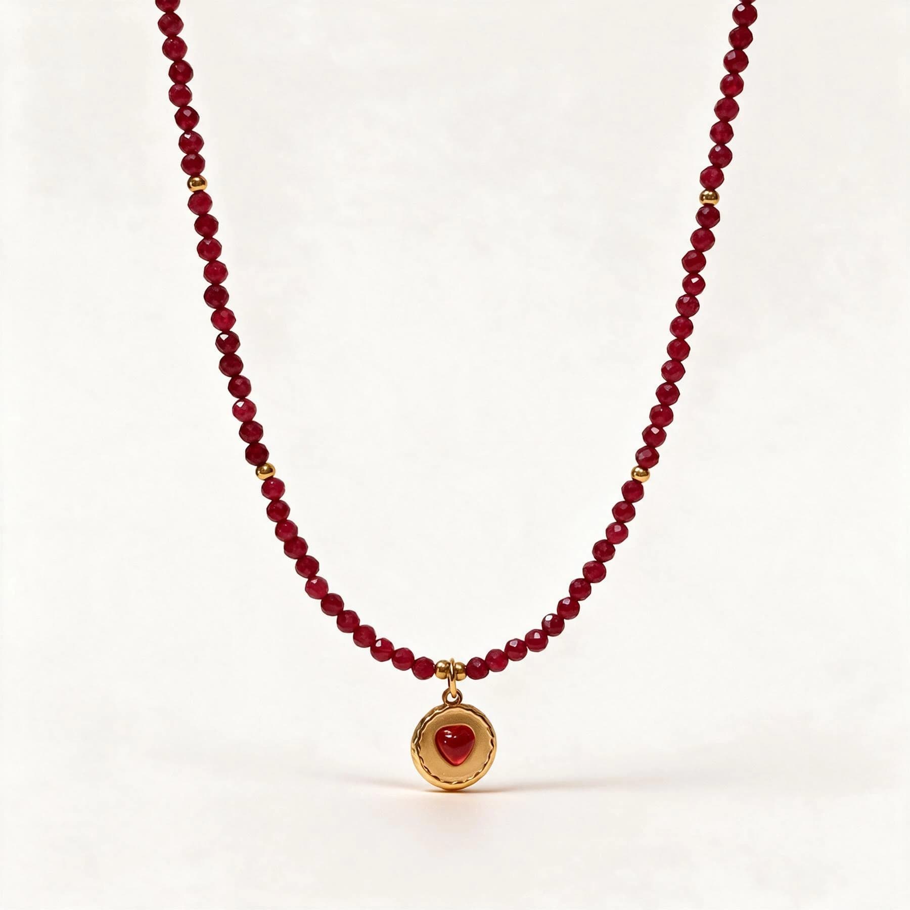 Enhanced Ruby Heart Medallion Necklace — view 1 of 4