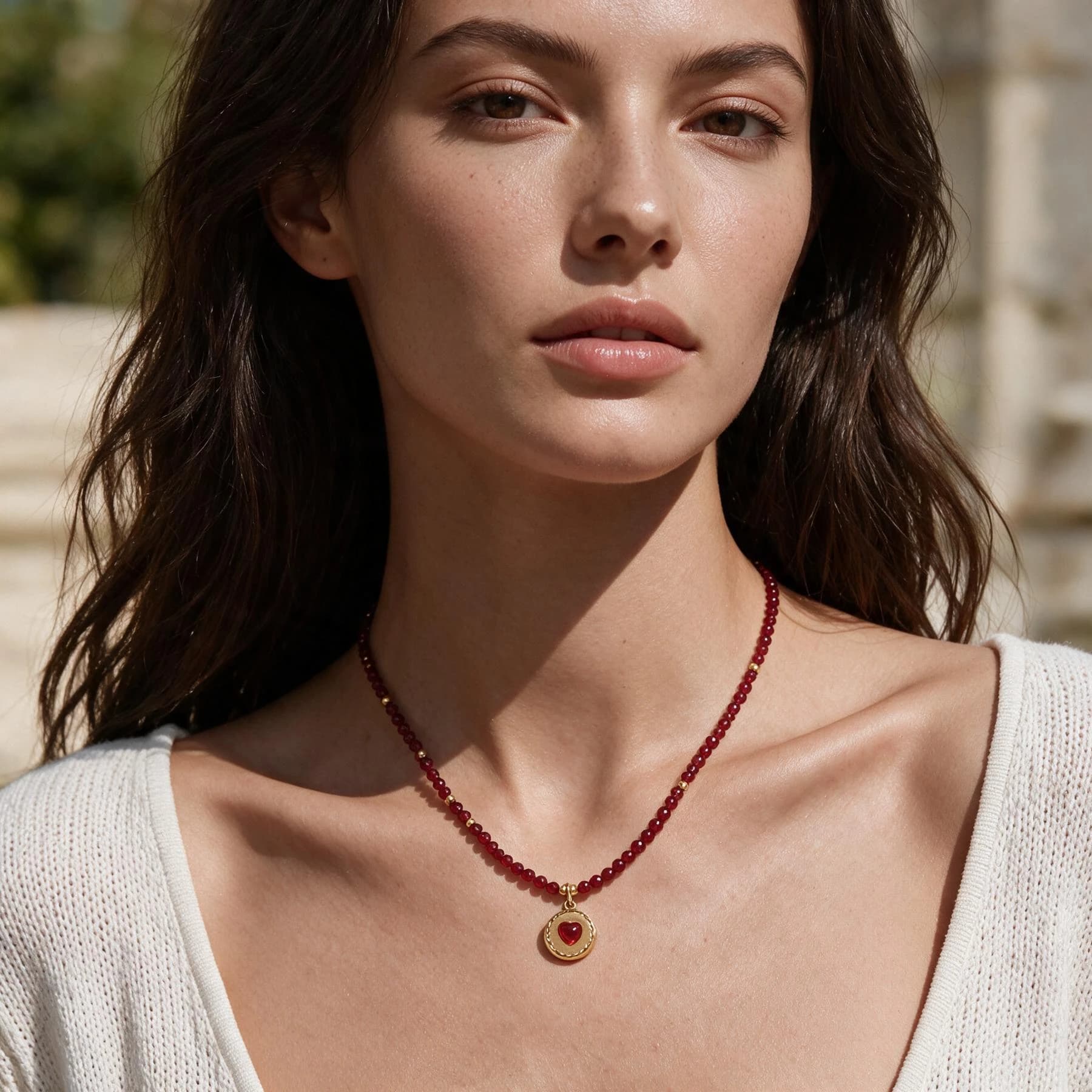 Enhanced Ruby Heart Medallion Necklace — view 2 of 4