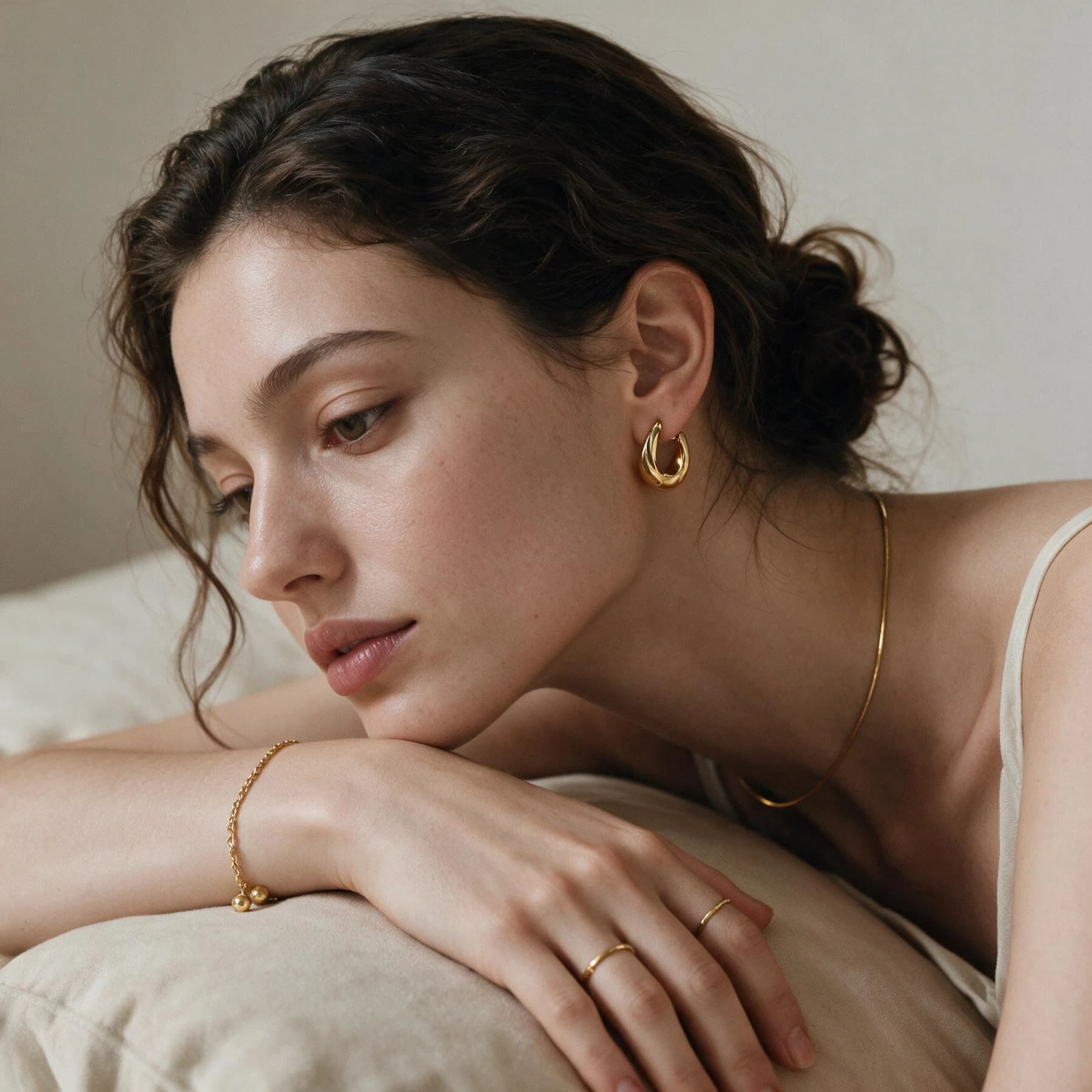 Gold Plated Sterling Silver Huggie Earrings — view 2 of 4