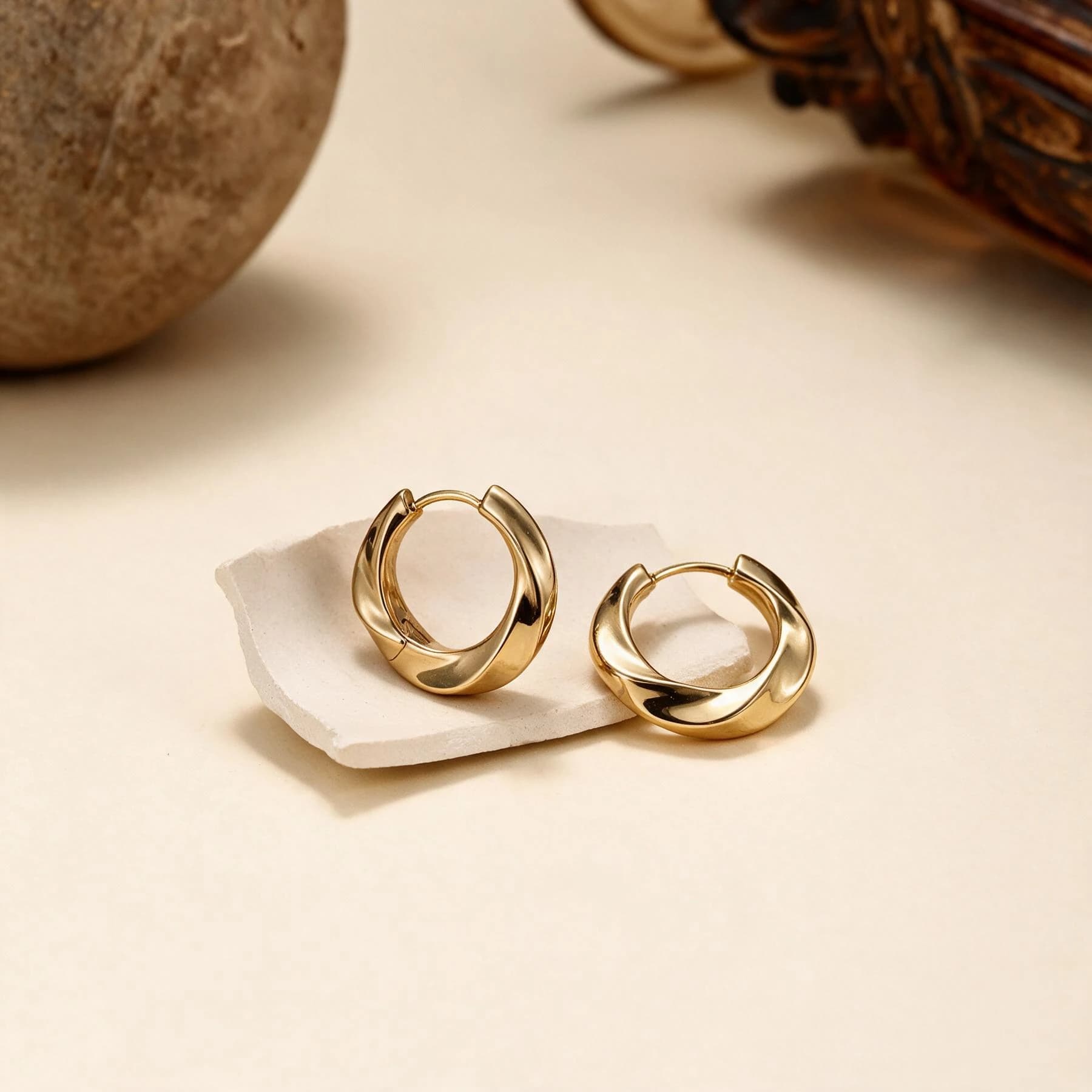 Gold Plated Sterling Silver Huggie Earrings — view 4 of 4