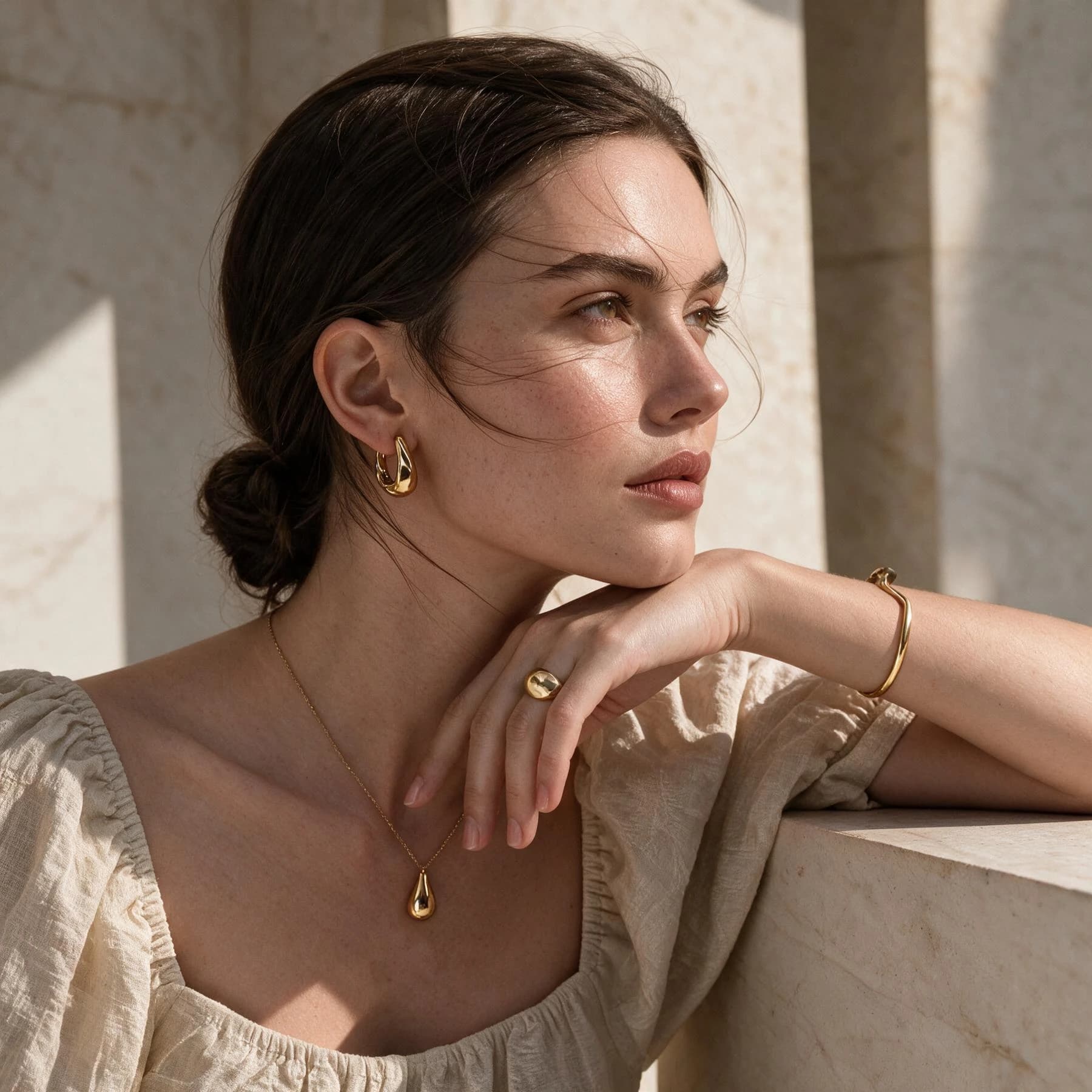 Gold Plated Sterling Silver Huggie Earrings — view 3 of 4