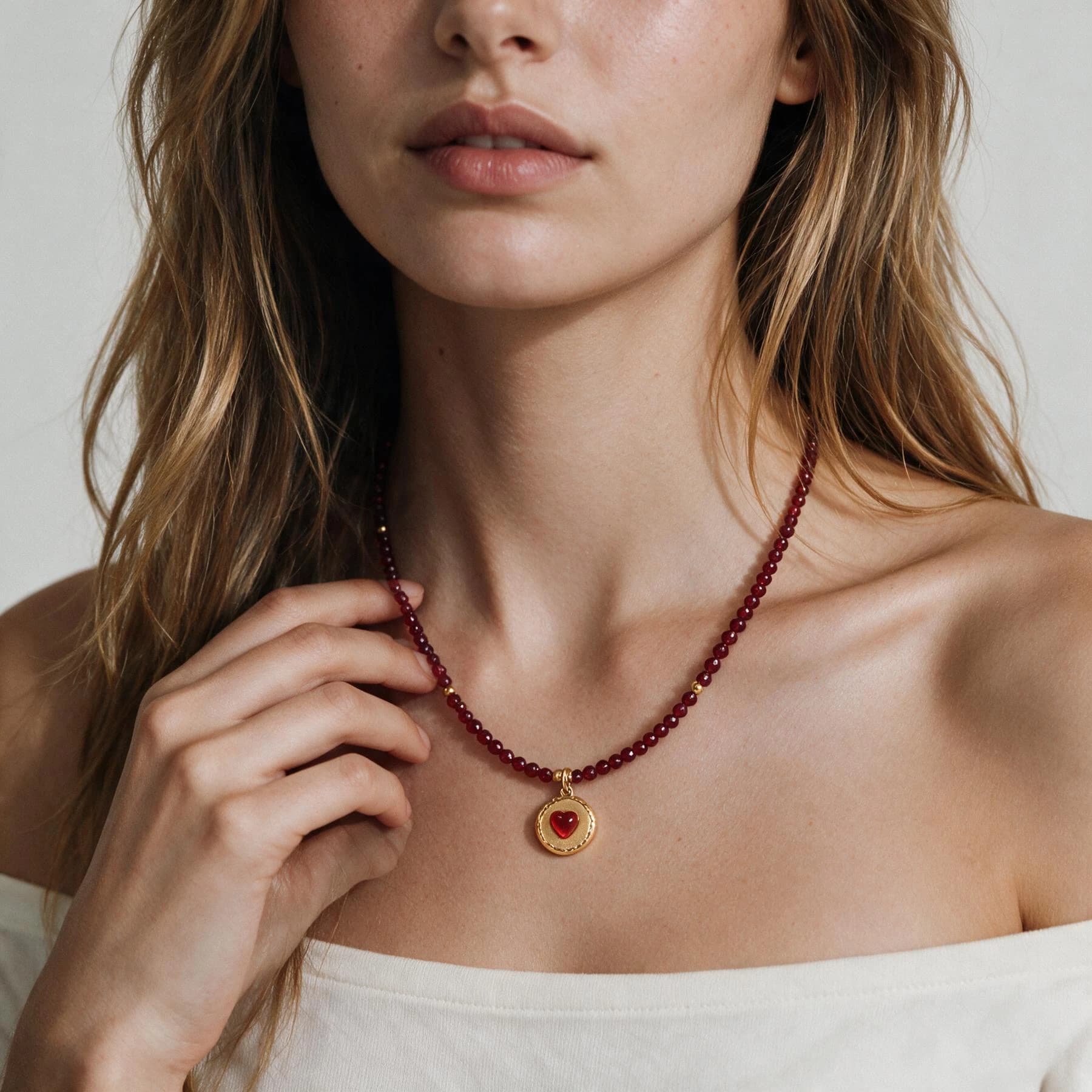 Enhanced Ruby Heart Medallion Necklace — view 3 of 4