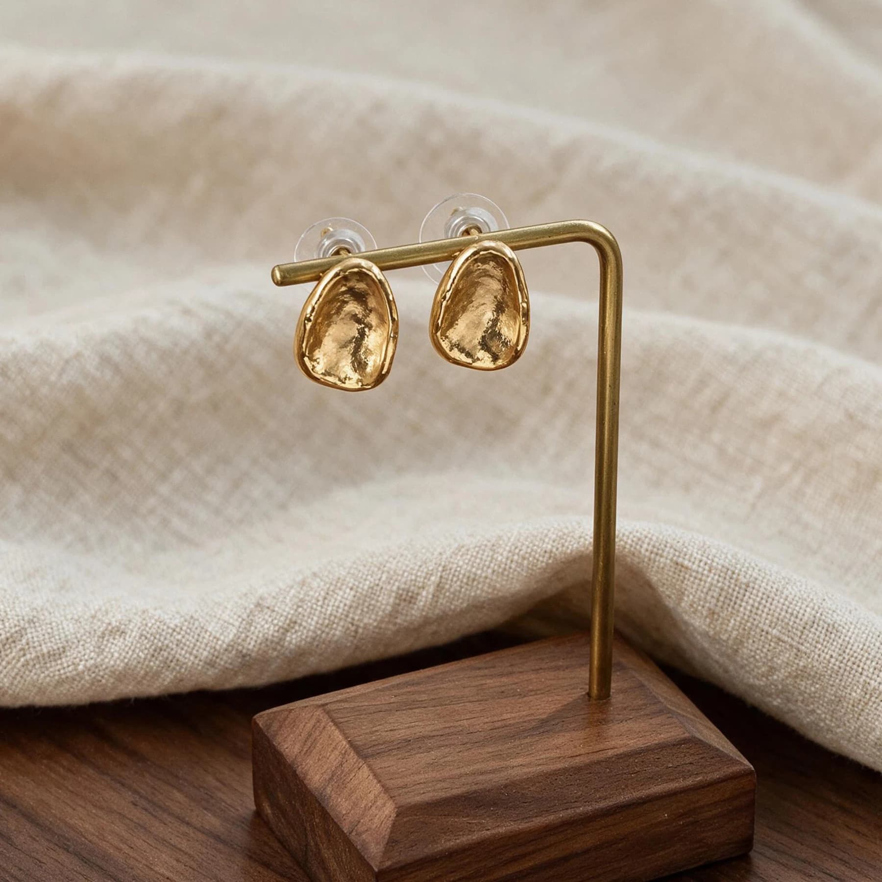 Hammered 18K Gold Stud Earrings — view 4 of 4