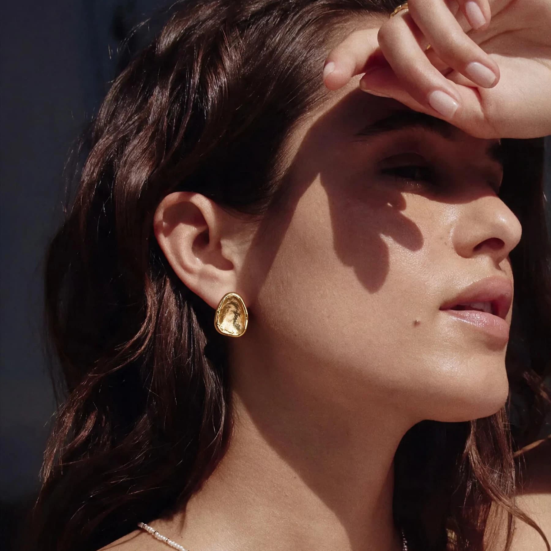 Hammered 18K Gold Stud Earrings — view 3 of 4