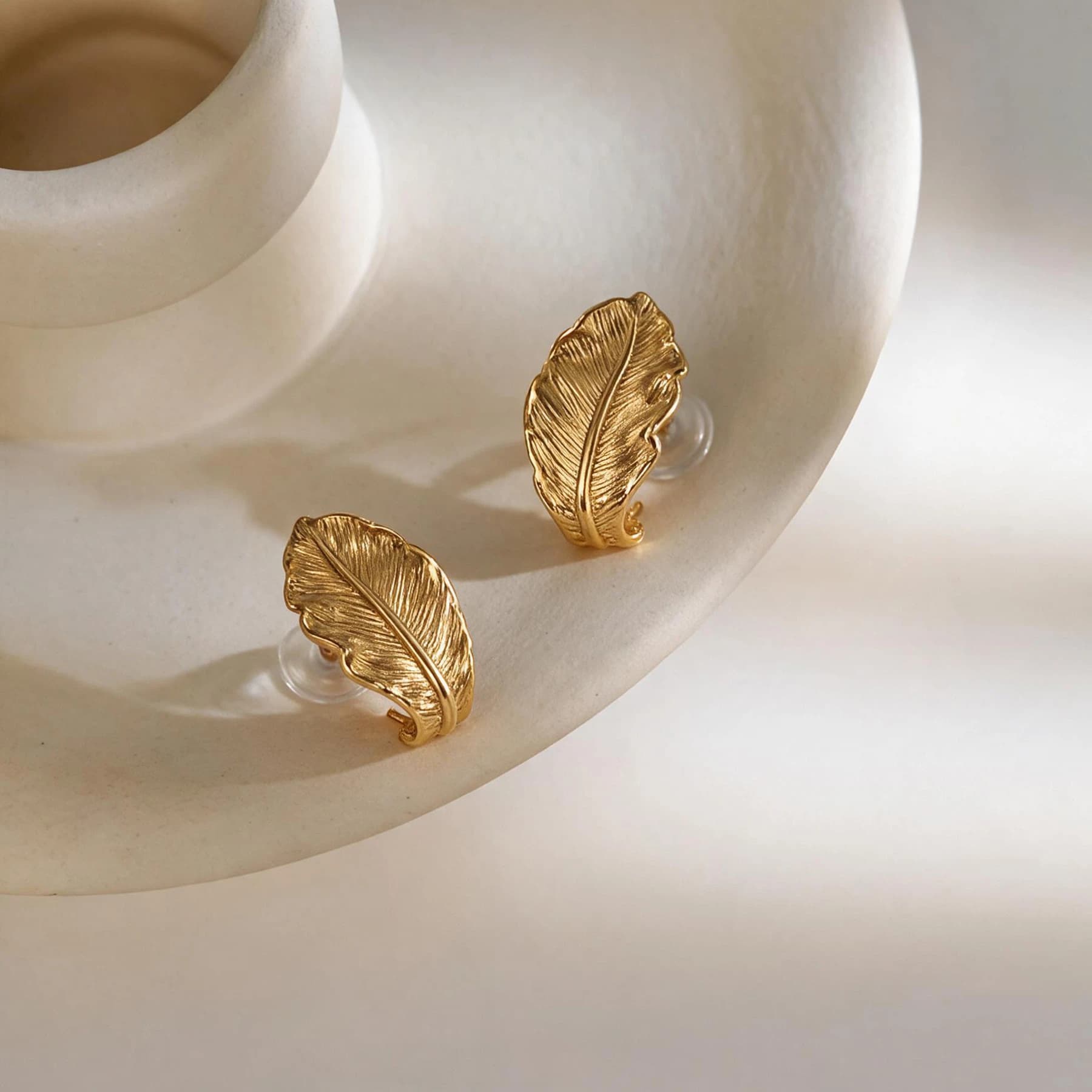 Leaf Gold-Plated Earrings — view 4 of 4