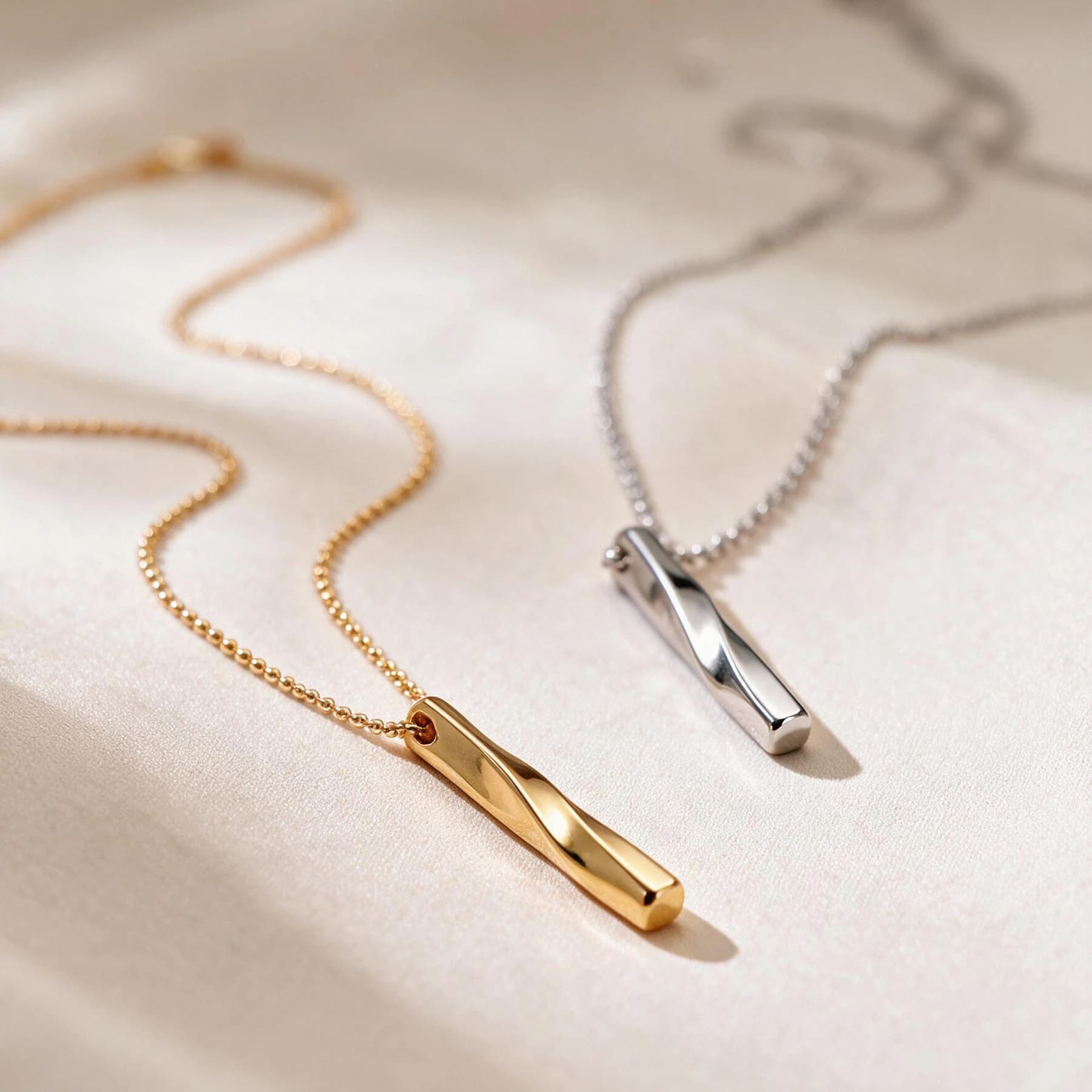 Twisted Gold Bar Pendant Necklace — view 4 of 4