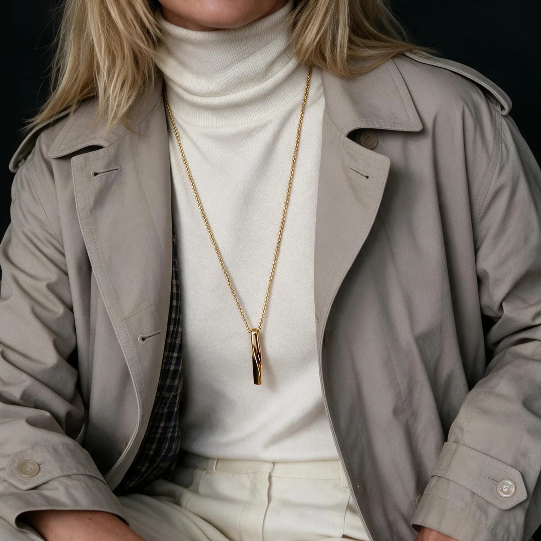 Twisted Gold Bar Pendant Necklace — view 3 of 4