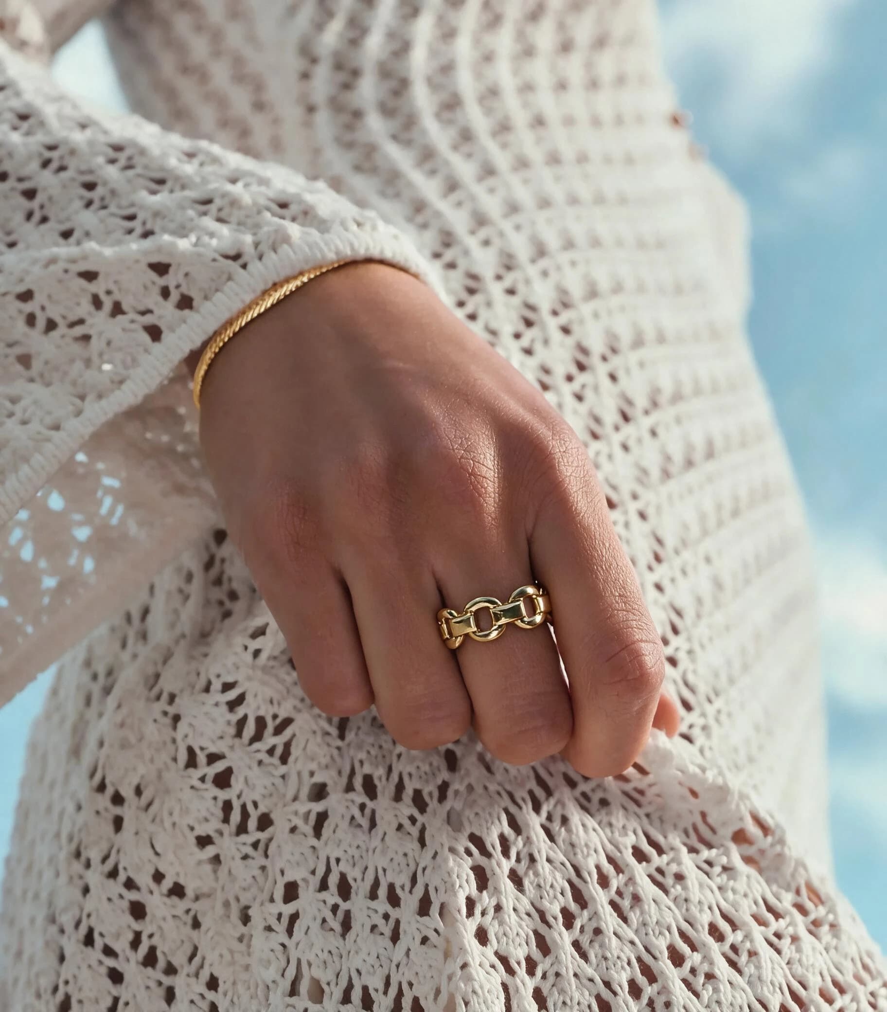 18K Gold Chain Link Open Ring — view 2 of 4