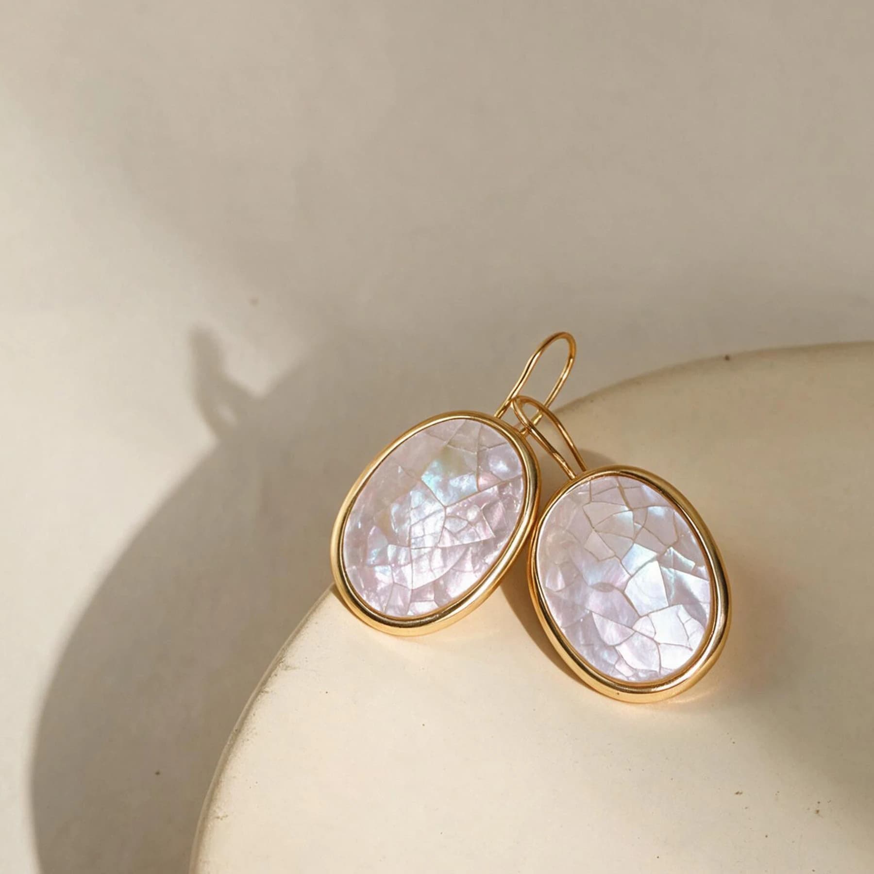 Mother of Pearl Oval Drop Earrings — view 4 of 4