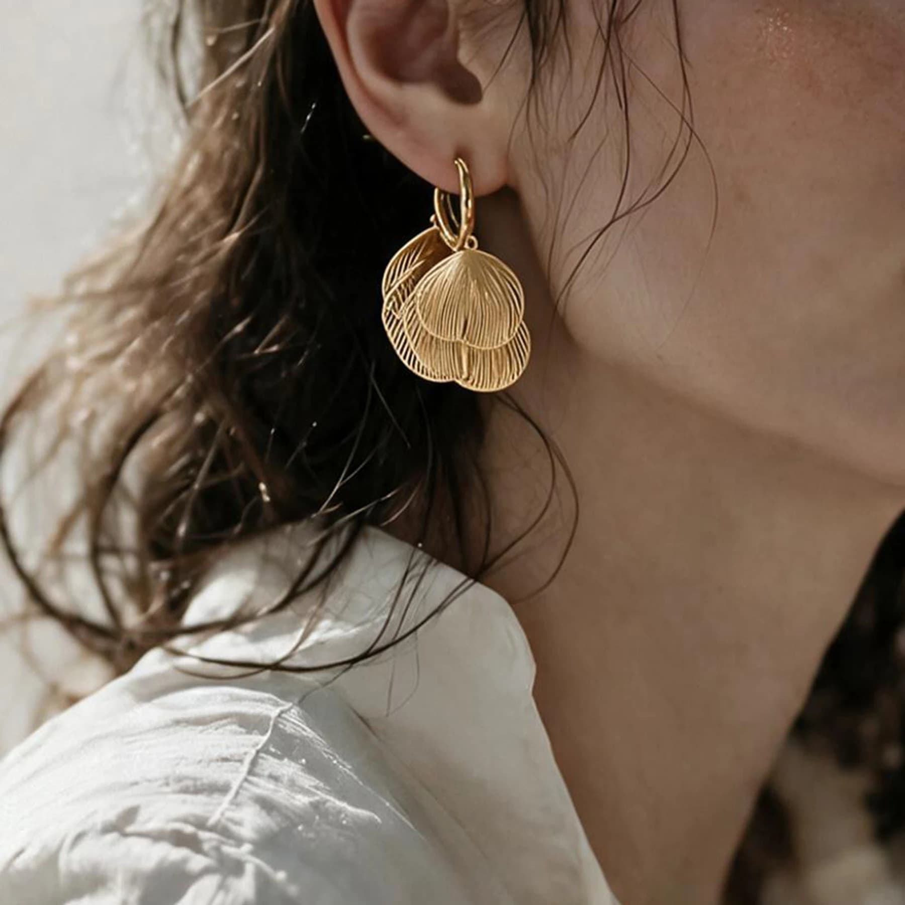 Layered Feather Hoop Earrings — view 3 of 5
