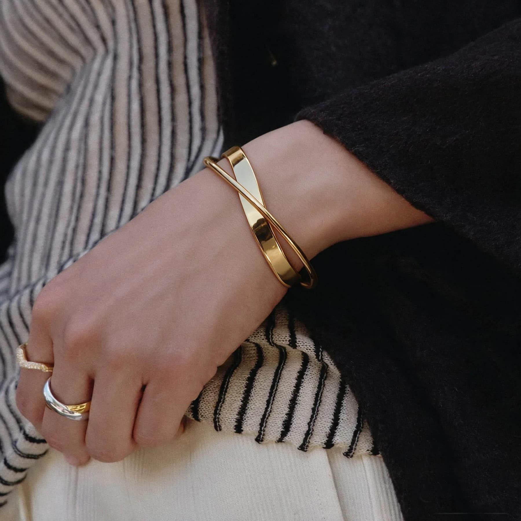 18K Gold Plated Crossover Cuff — view 3 of 4