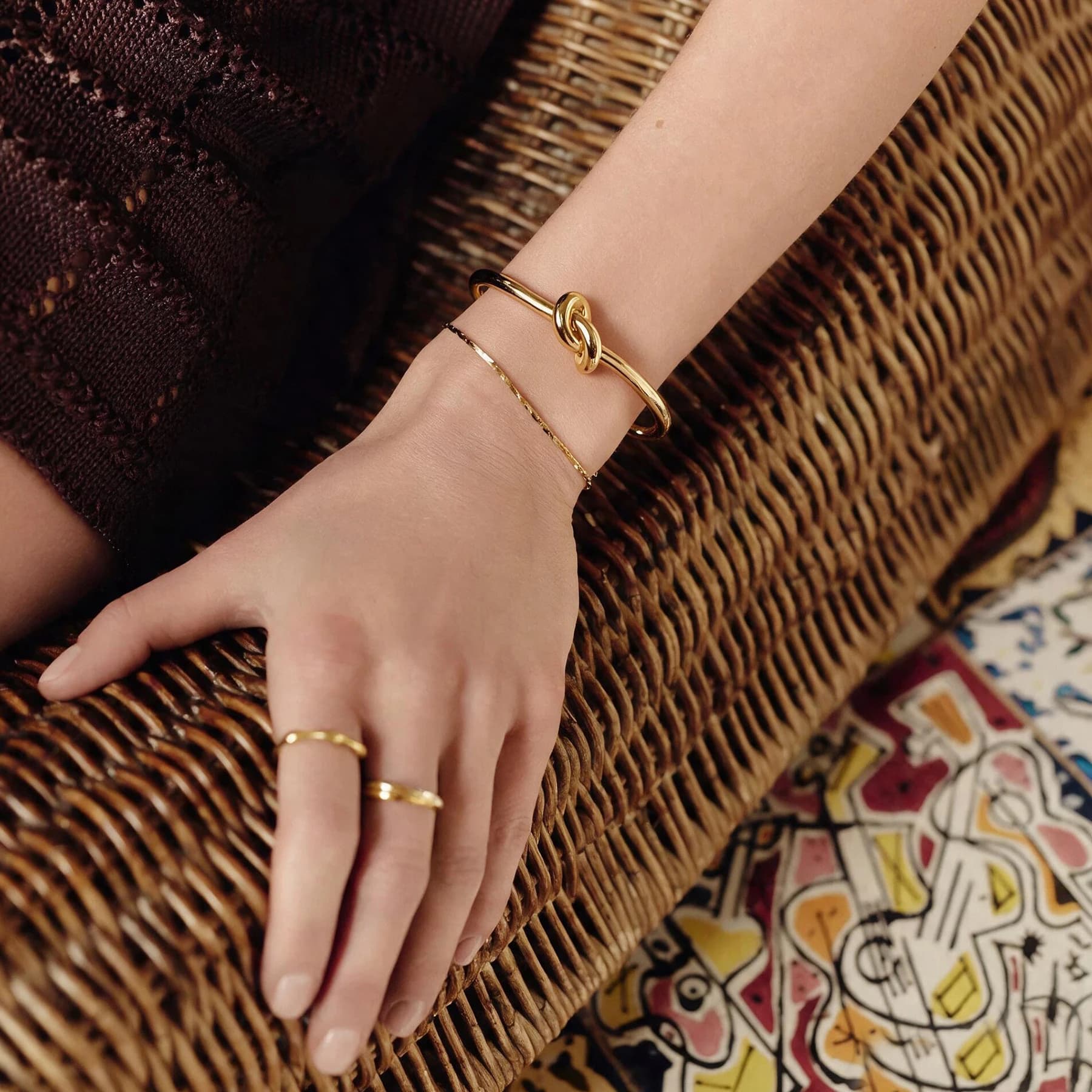 Gold Knot Open Cuff Bracelet — view 3 of 4
