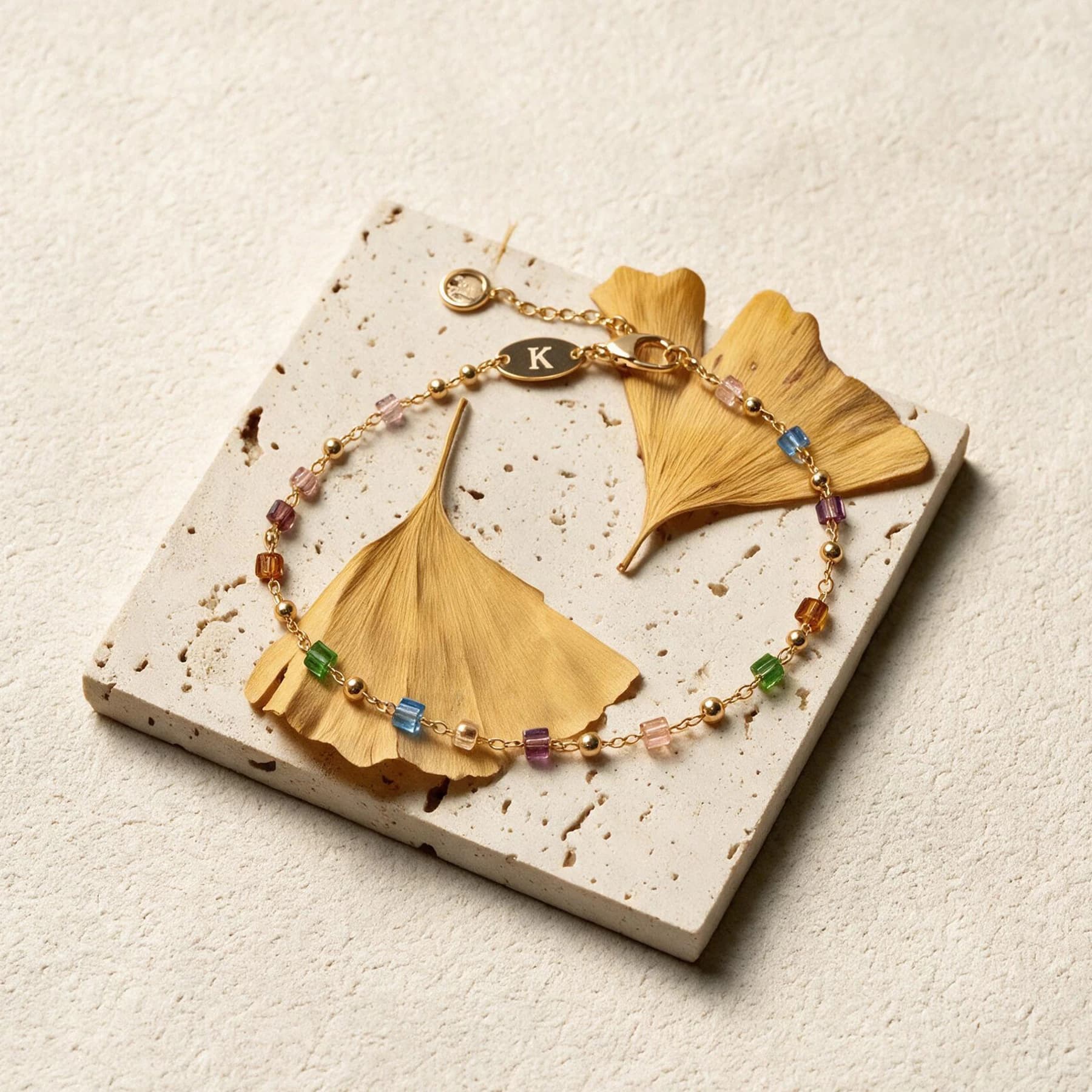 Multicolor Beaded Gold Chain Bracelet — view 4 of 4