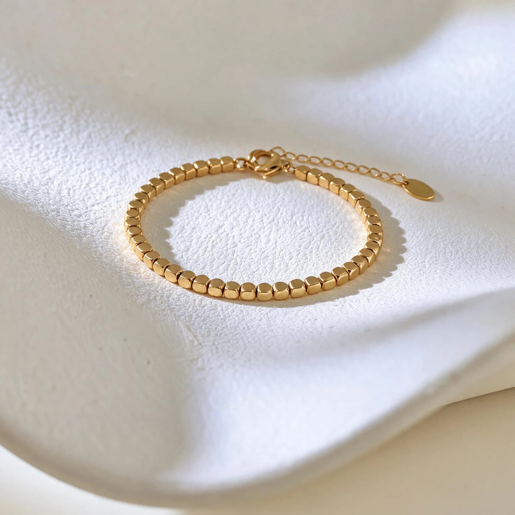 Faceted Gold Beaded Chain Bracelet — view 4 of 4