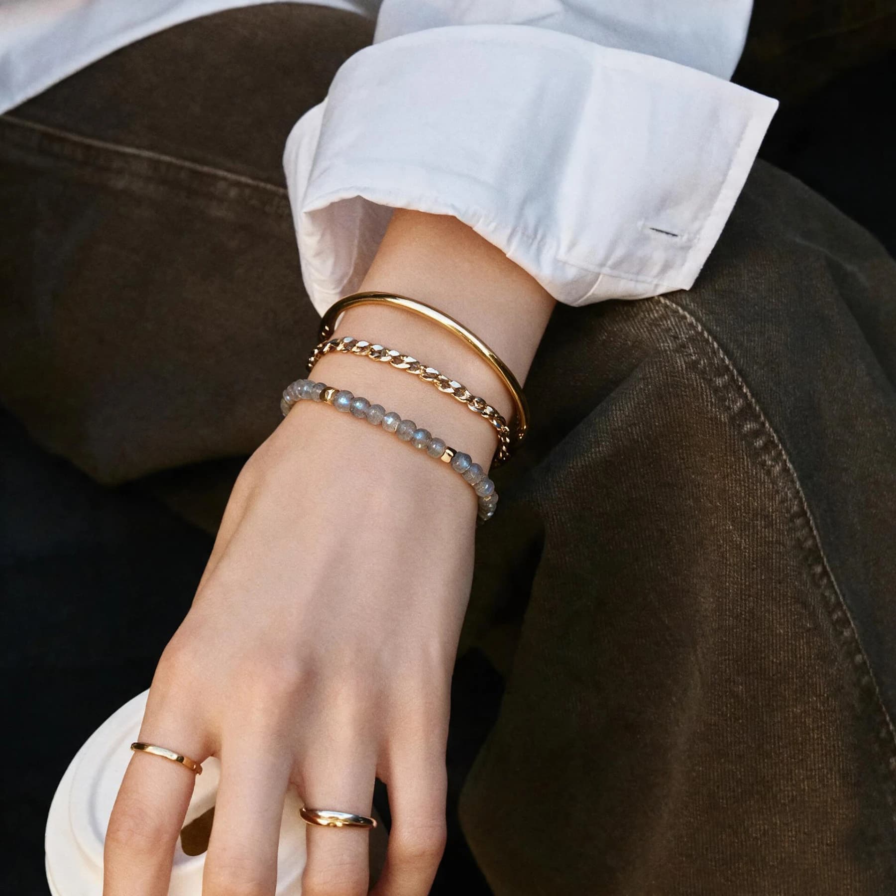 Grey Moonstone Gold Accent Bracelet — view 2 of 5