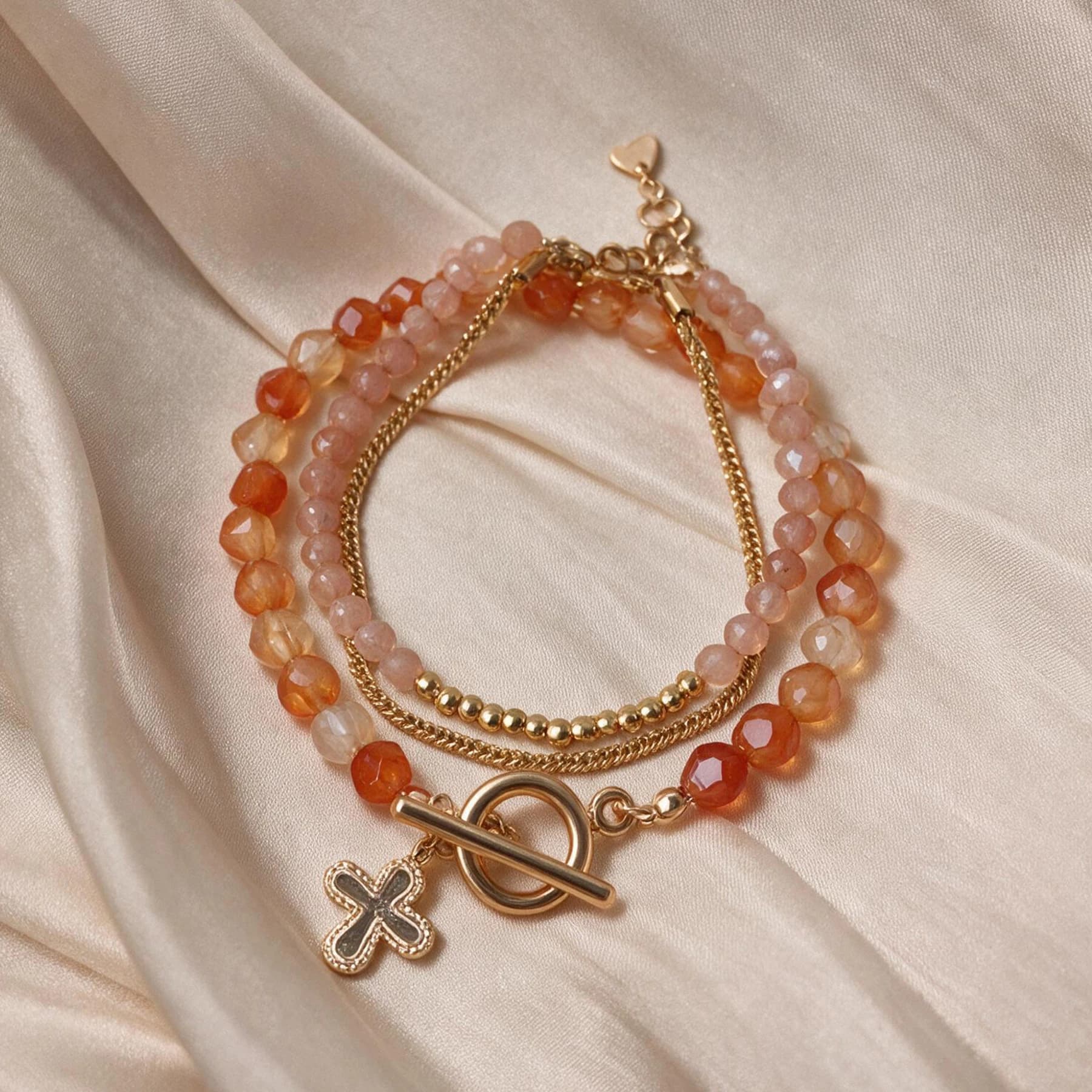 Cherry Red Agate Cross Bracelet — view 4 of 5