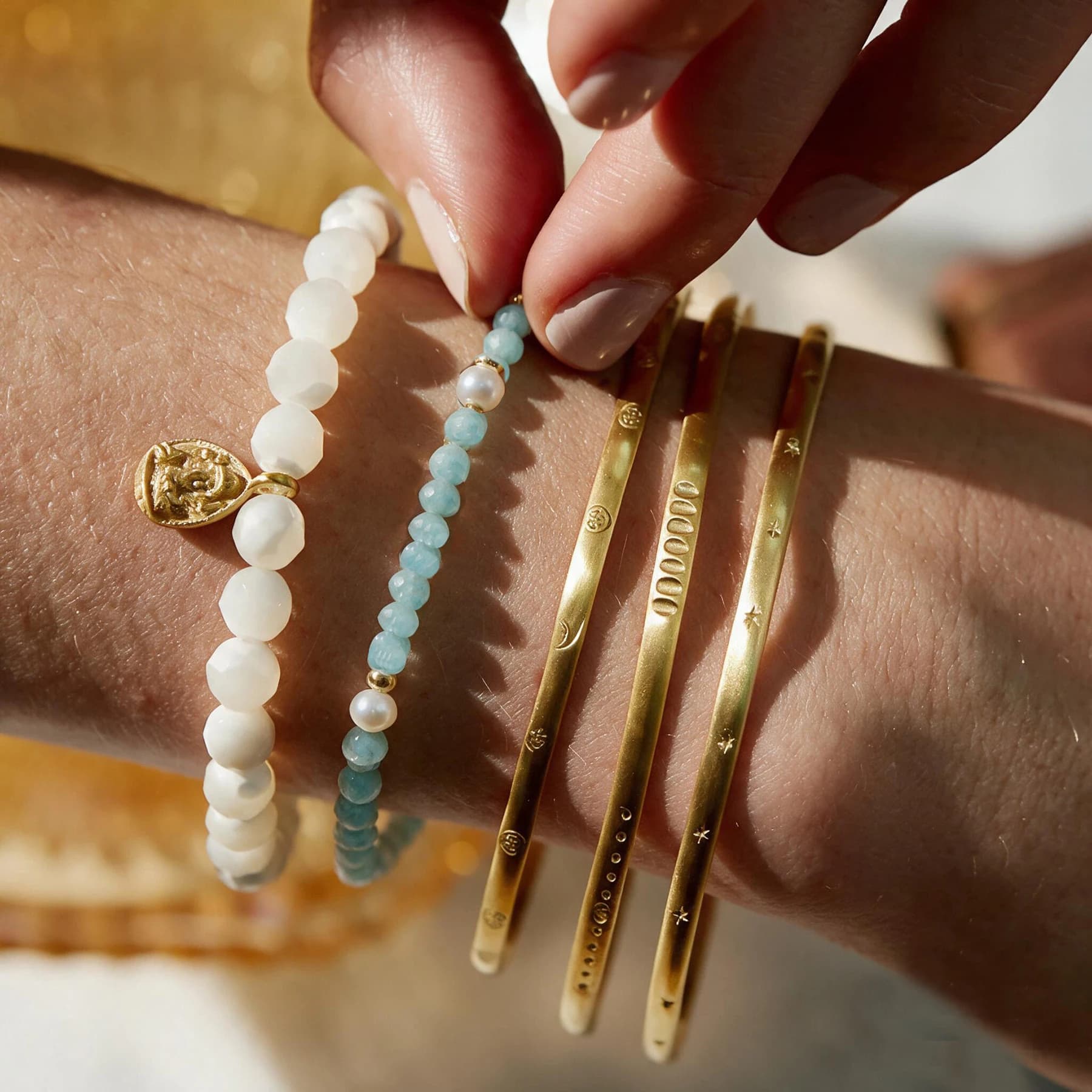 Amazonite Pearl Bead Bracelet — view 3 of 5