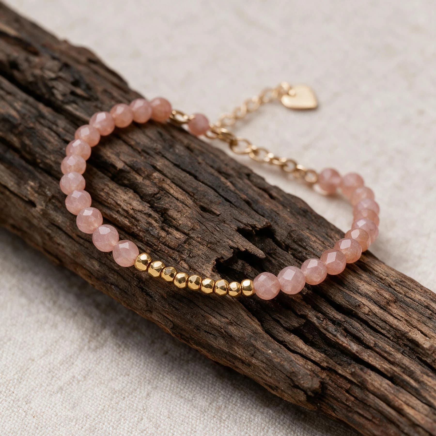 Sunstone Bead Bracelet with Gold Accents — view 4 of 4