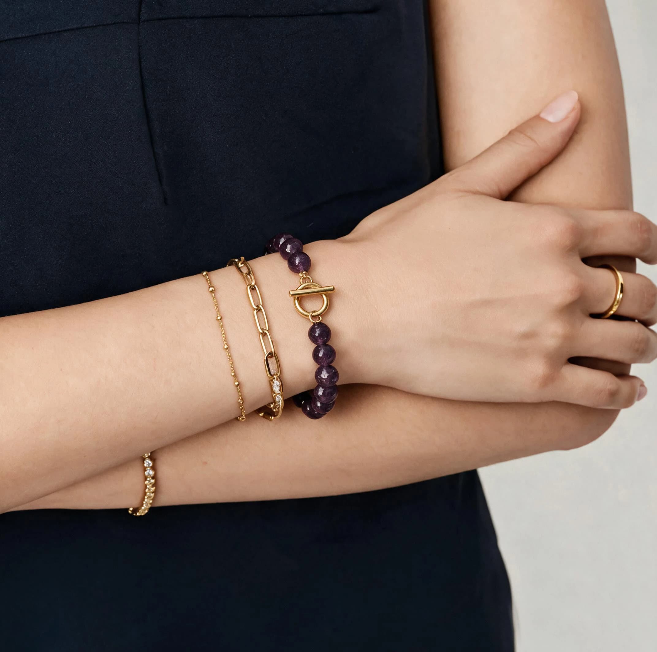 Purple Chalcedony Toggle Bead Bracelet — view 2 of 5