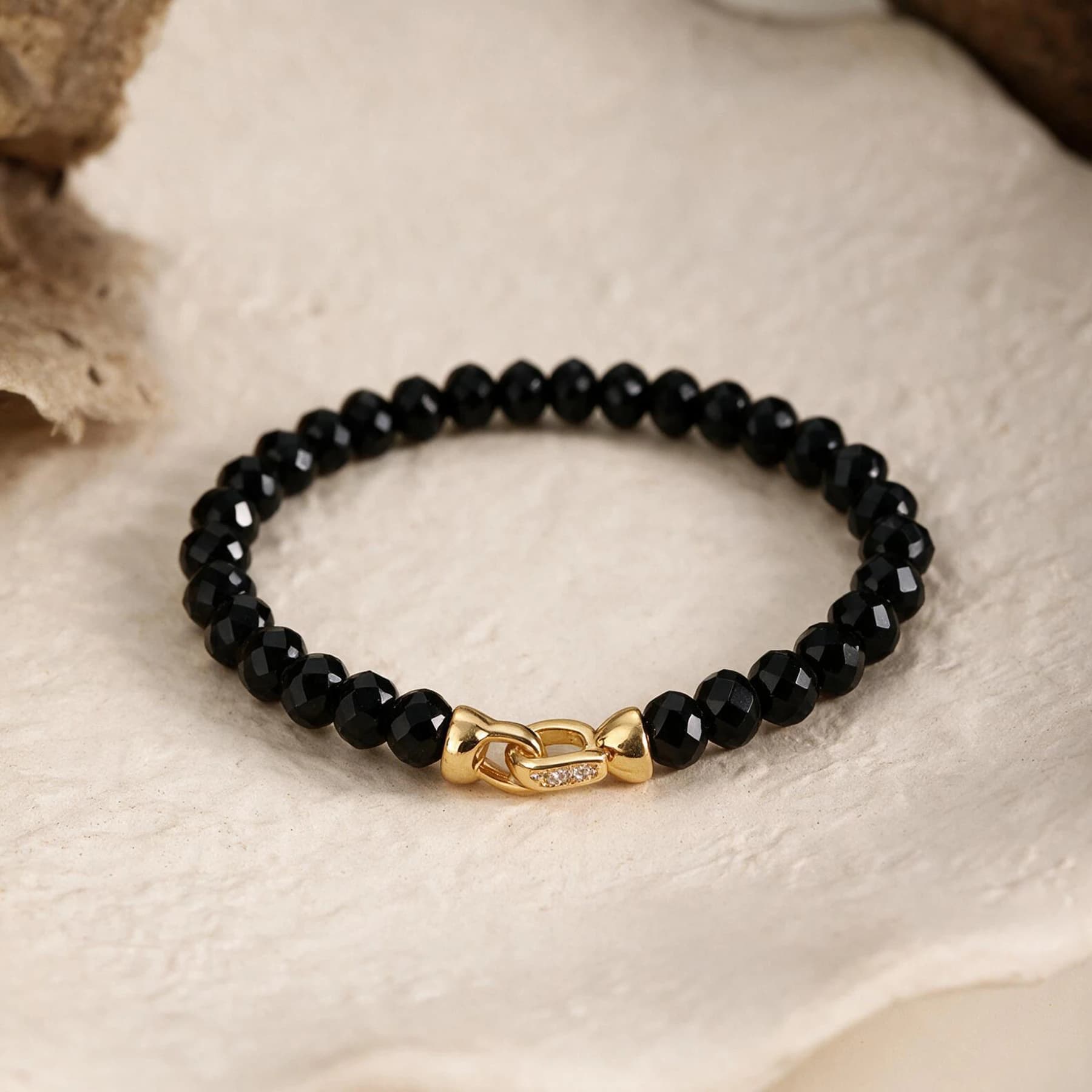 Faceted Obsidian Bead Bracelet — view 4 of 4