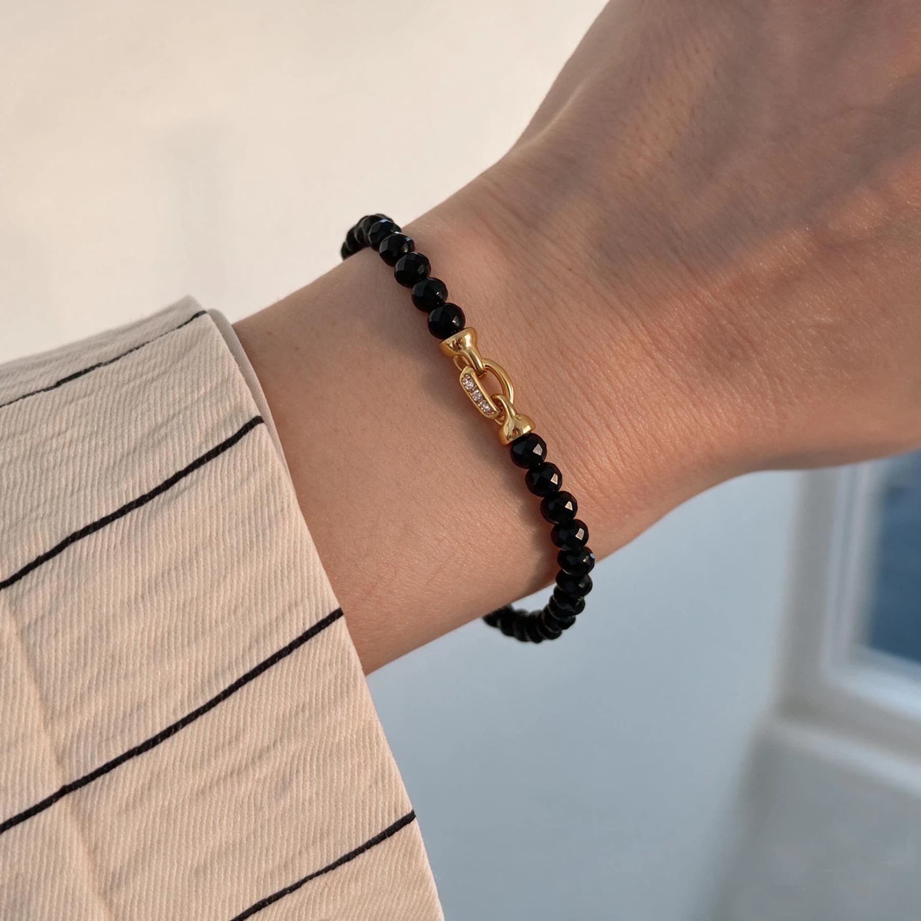 Faceted Obsidian Bead Bracelet — view 2 of 4