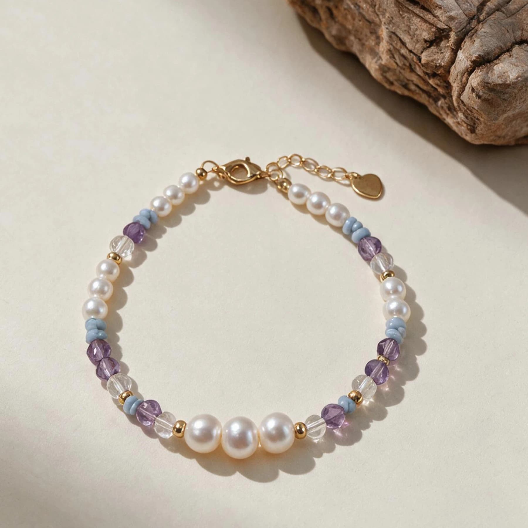 Freshwater Pearl Amethyst Quartz Bracelet — view 4 of 4