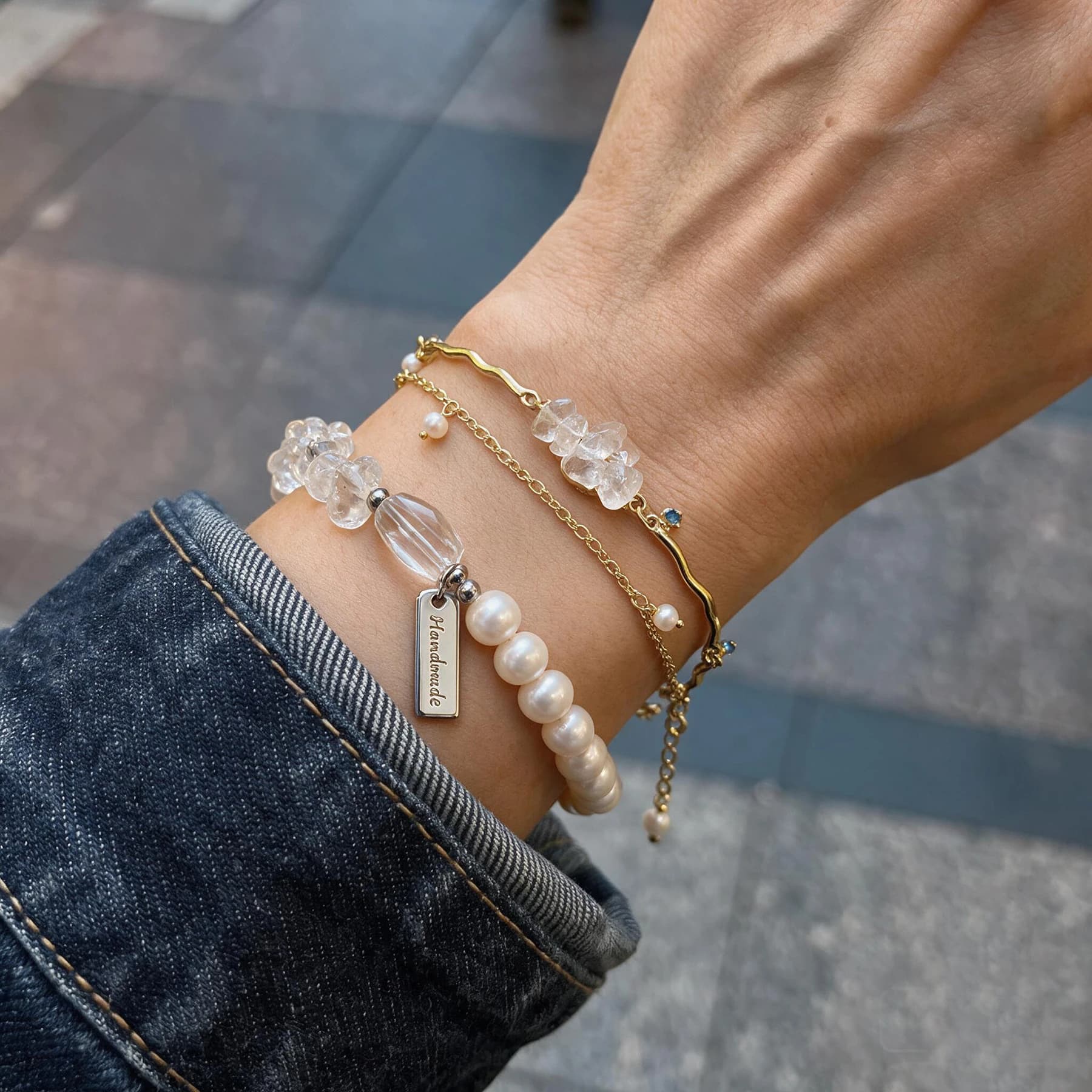 Freshwater Pearl and Clear Quartz Bracelet — view 2 of 4