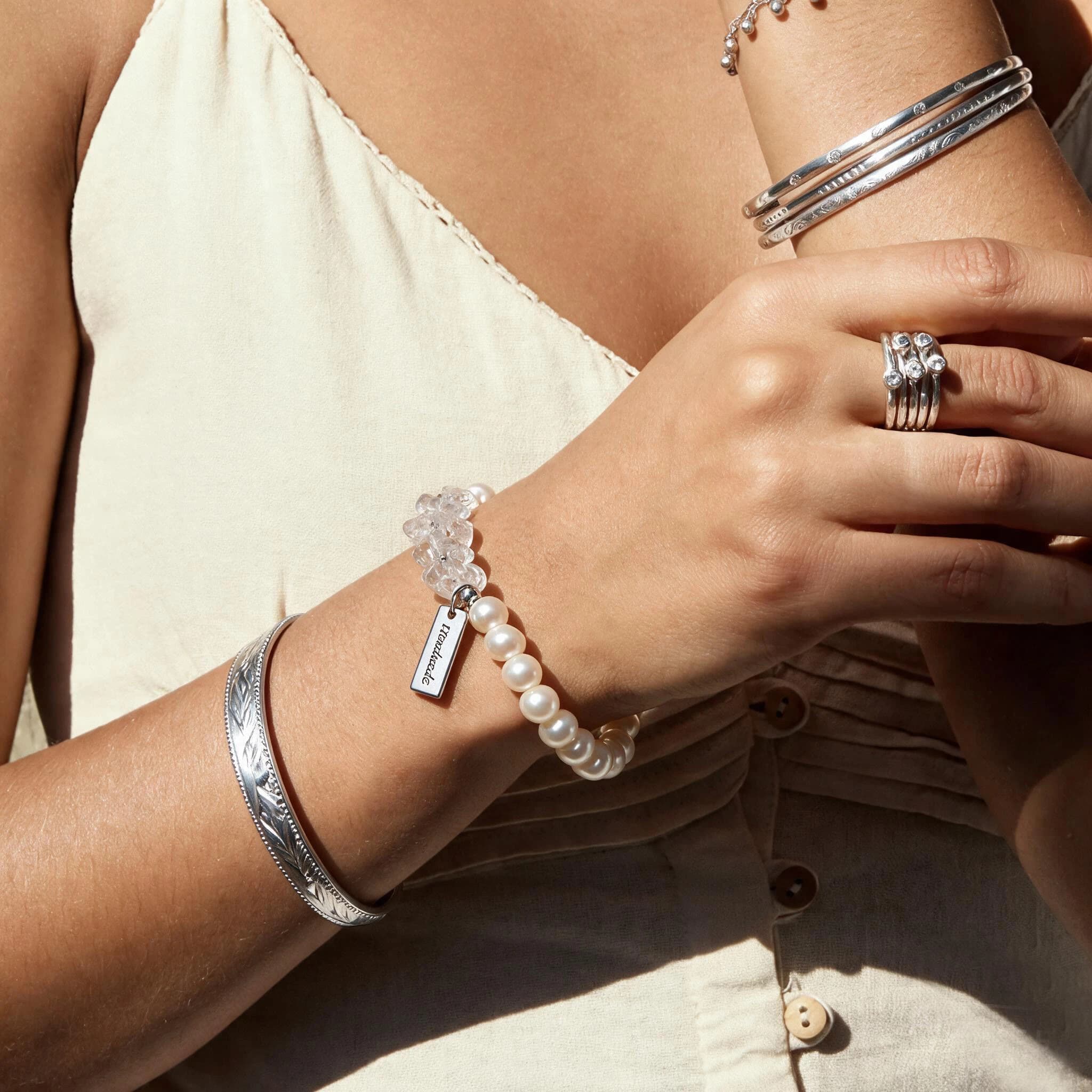 Freshwater Pearl and Clear Quartz Bracelet — view 3 of 4