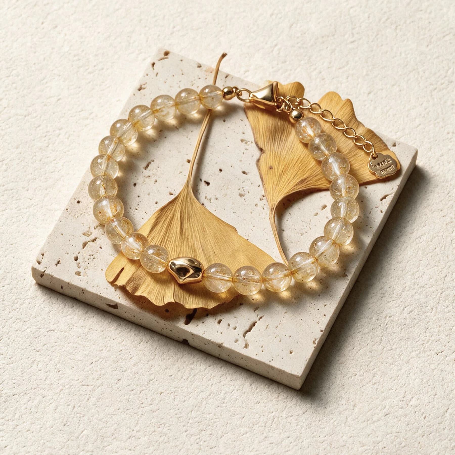 Citrine Bead Bracelet With Gold Accents — view 4 of 4