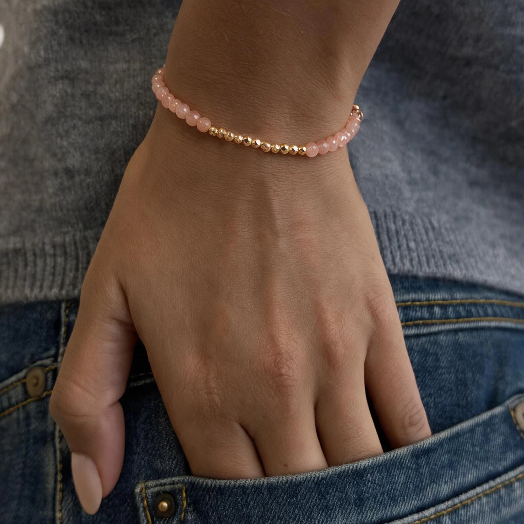 Sunstone Bead Bracelet with Gold Accents — view 2 of 4