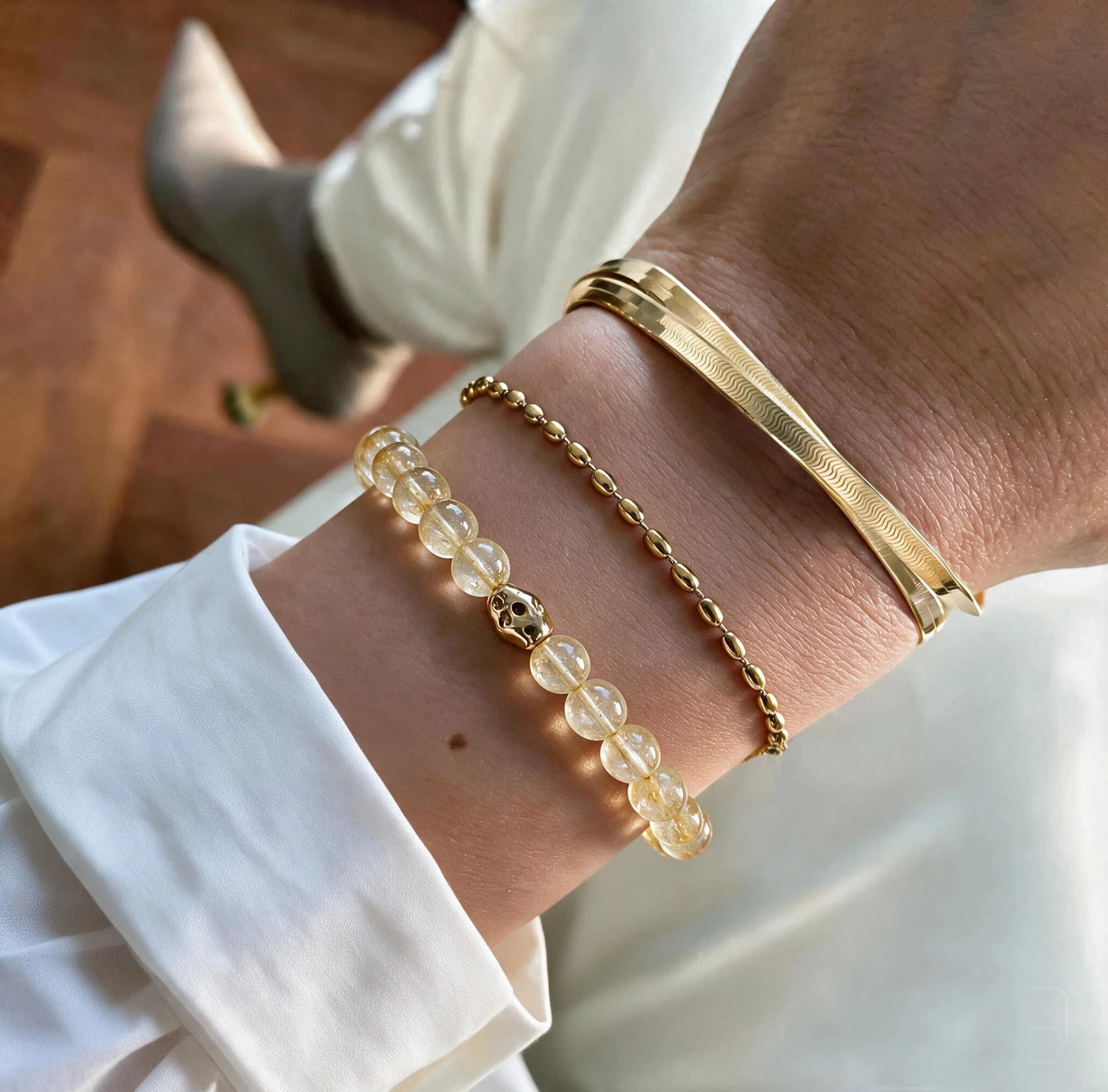 Citrine Bead Bracelet With Gold Accents — view 2 of 4