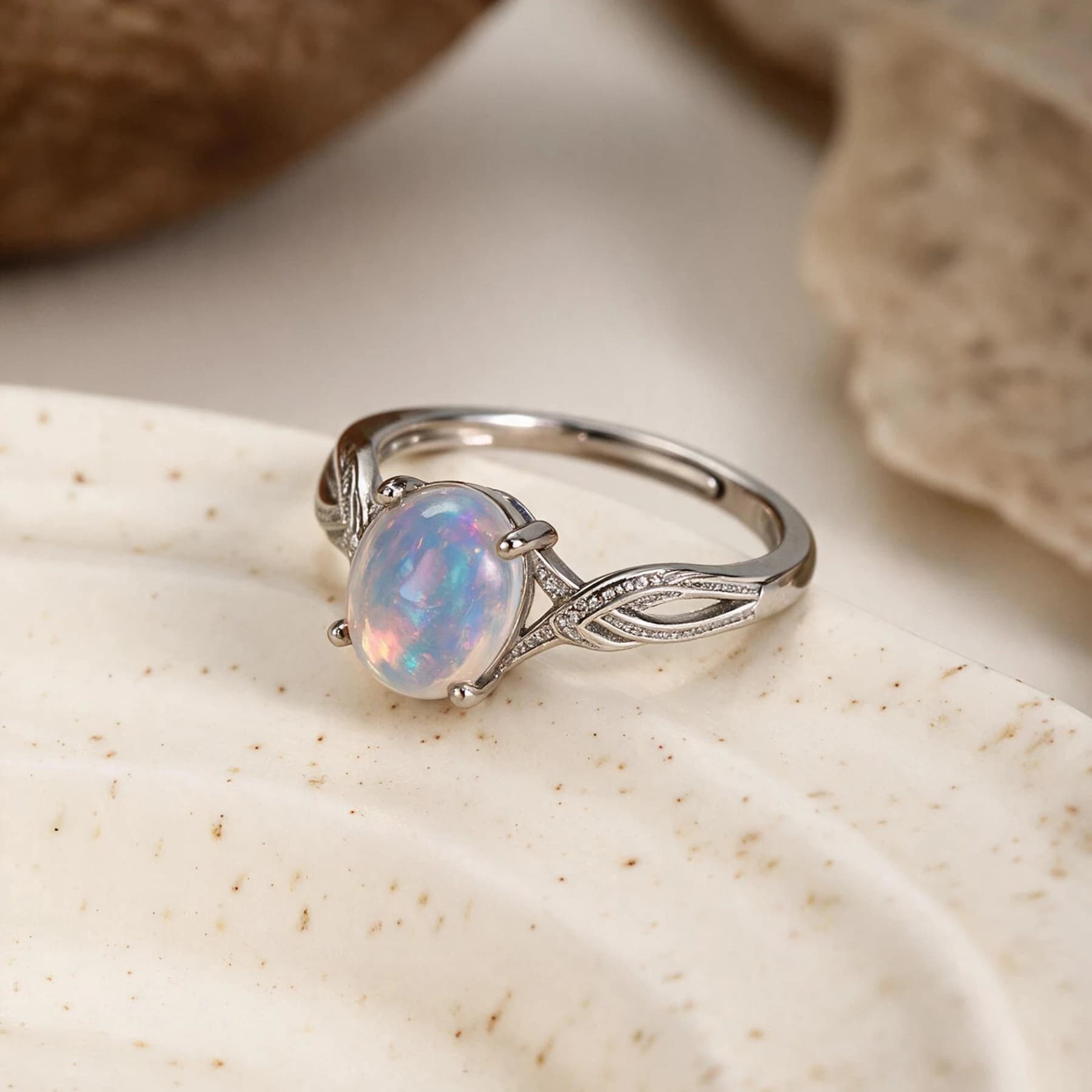 Opal Adjustable Silver Ring — view 4 of 4