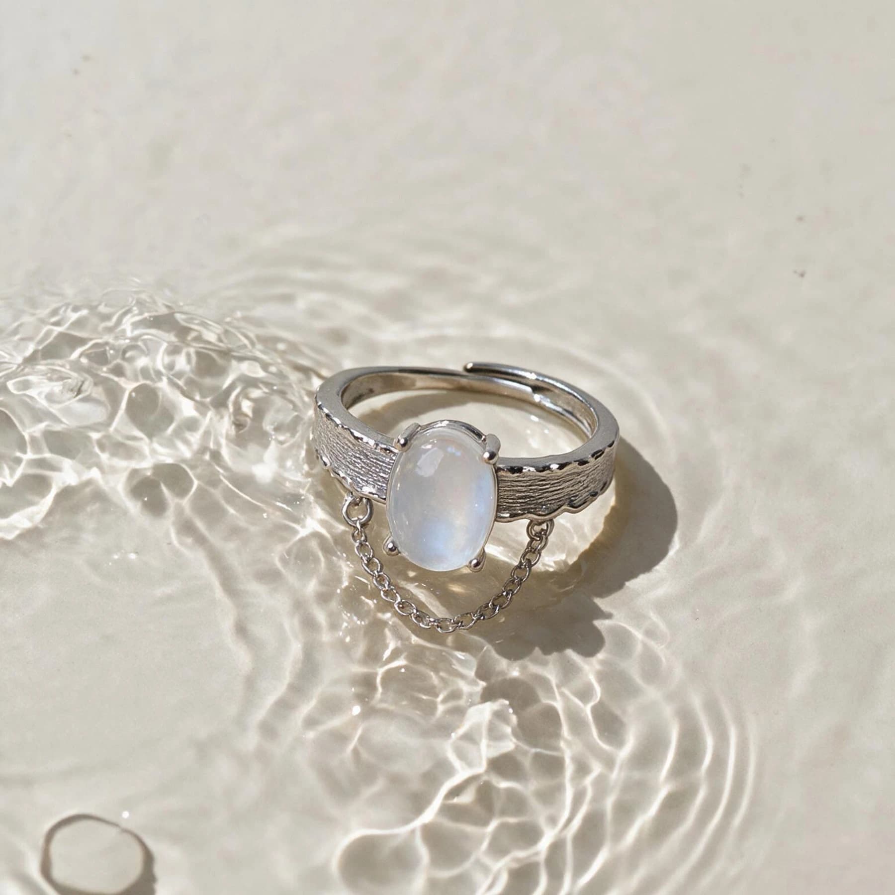 White Moonstone Chain Drape Ring — view 4 of 4