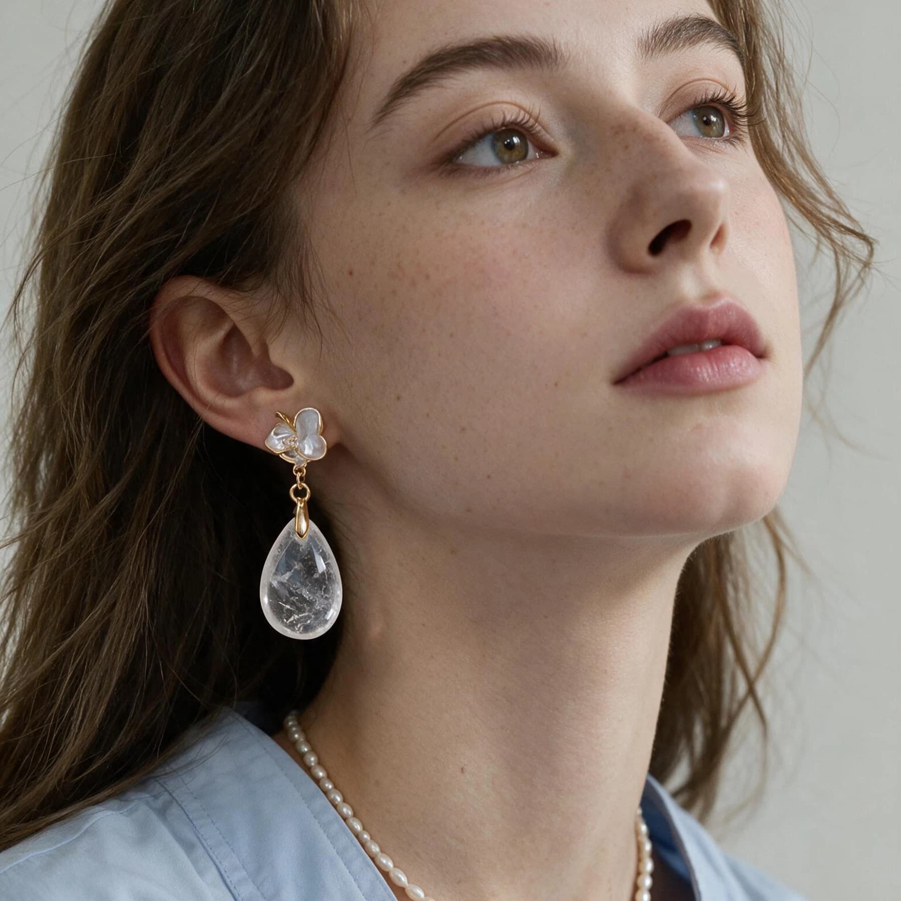 Clear Quartz Teardrop Earrings — view 3 of 4