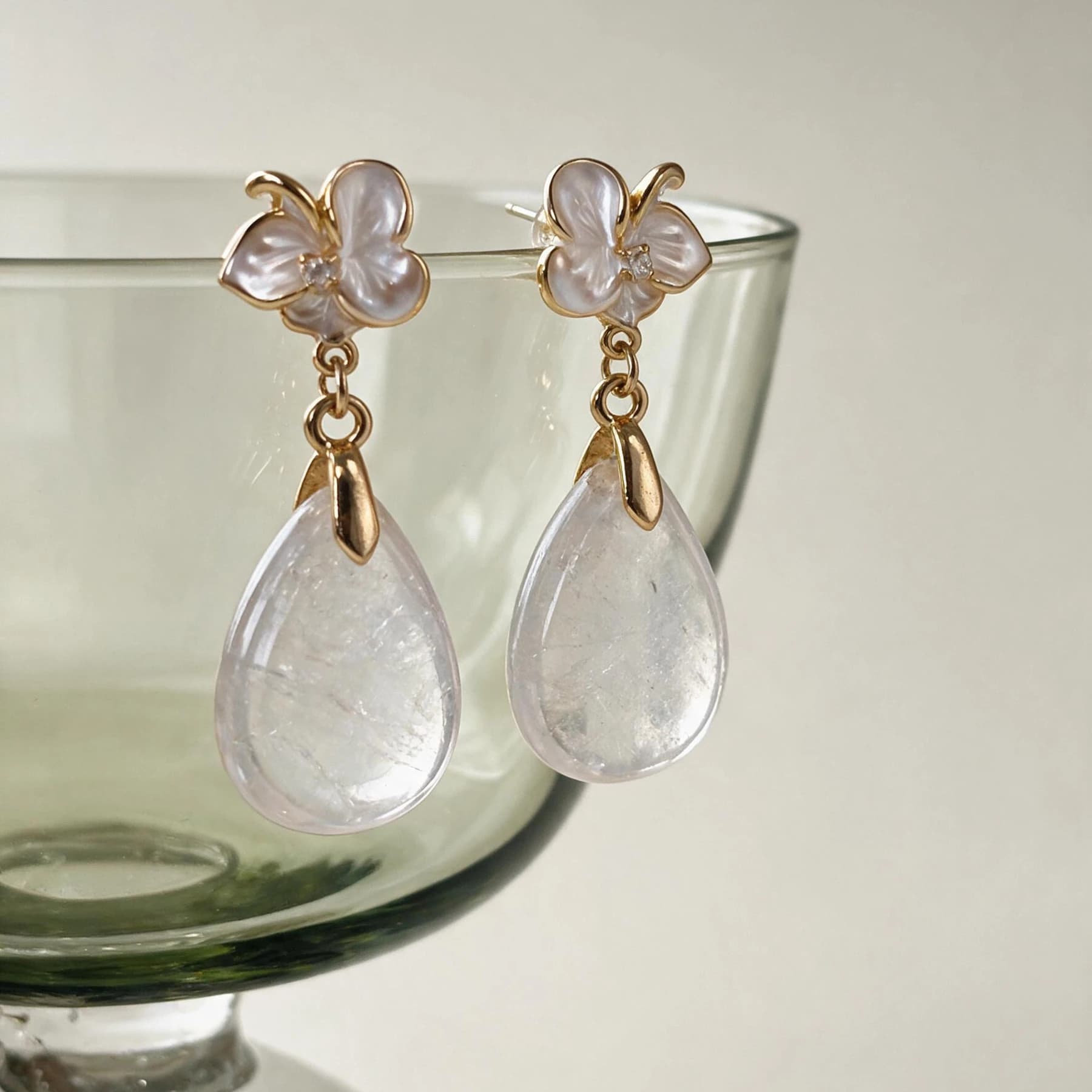 Clear Quartz Teardrop Earrings — view 4 of 4