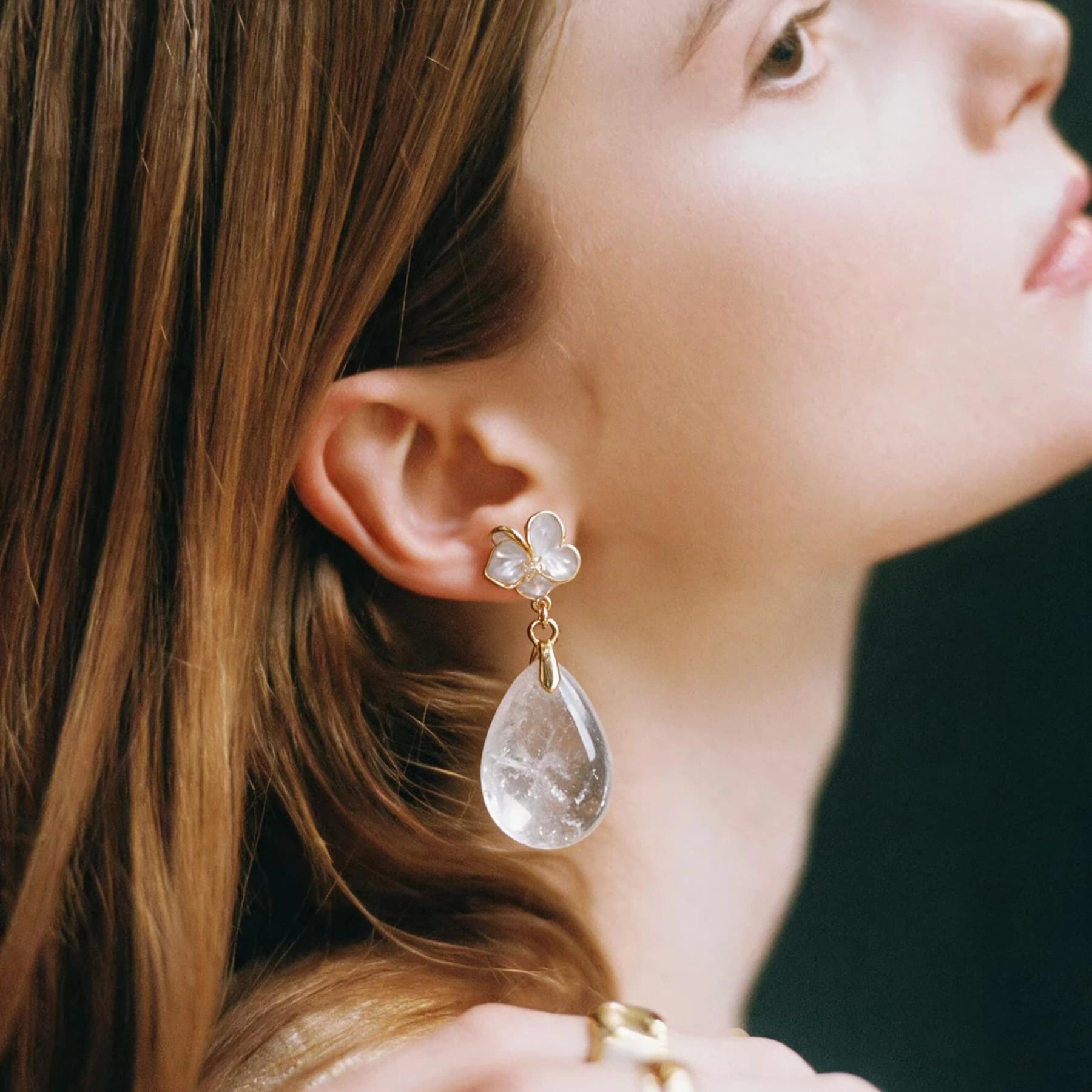 Clear Quartz Teardrop Earrings — view 2 of 4