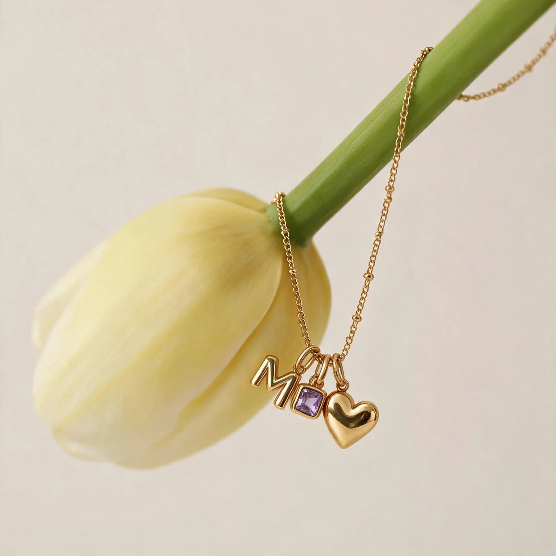 Amethyst Initial M Heart Necklace — view 4 of 4
