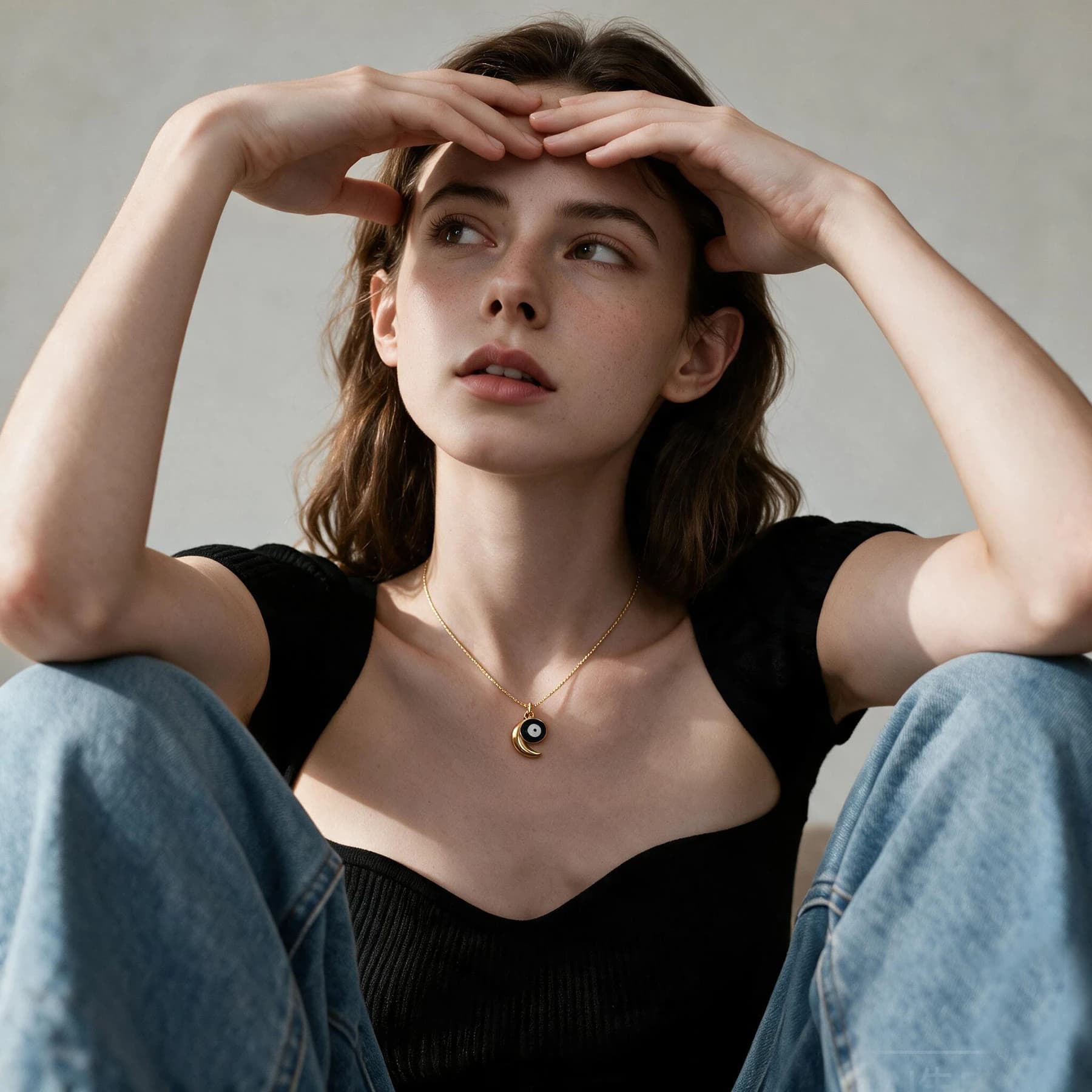 Crescent Moon Evil Eye Necklace — view 2 of 4