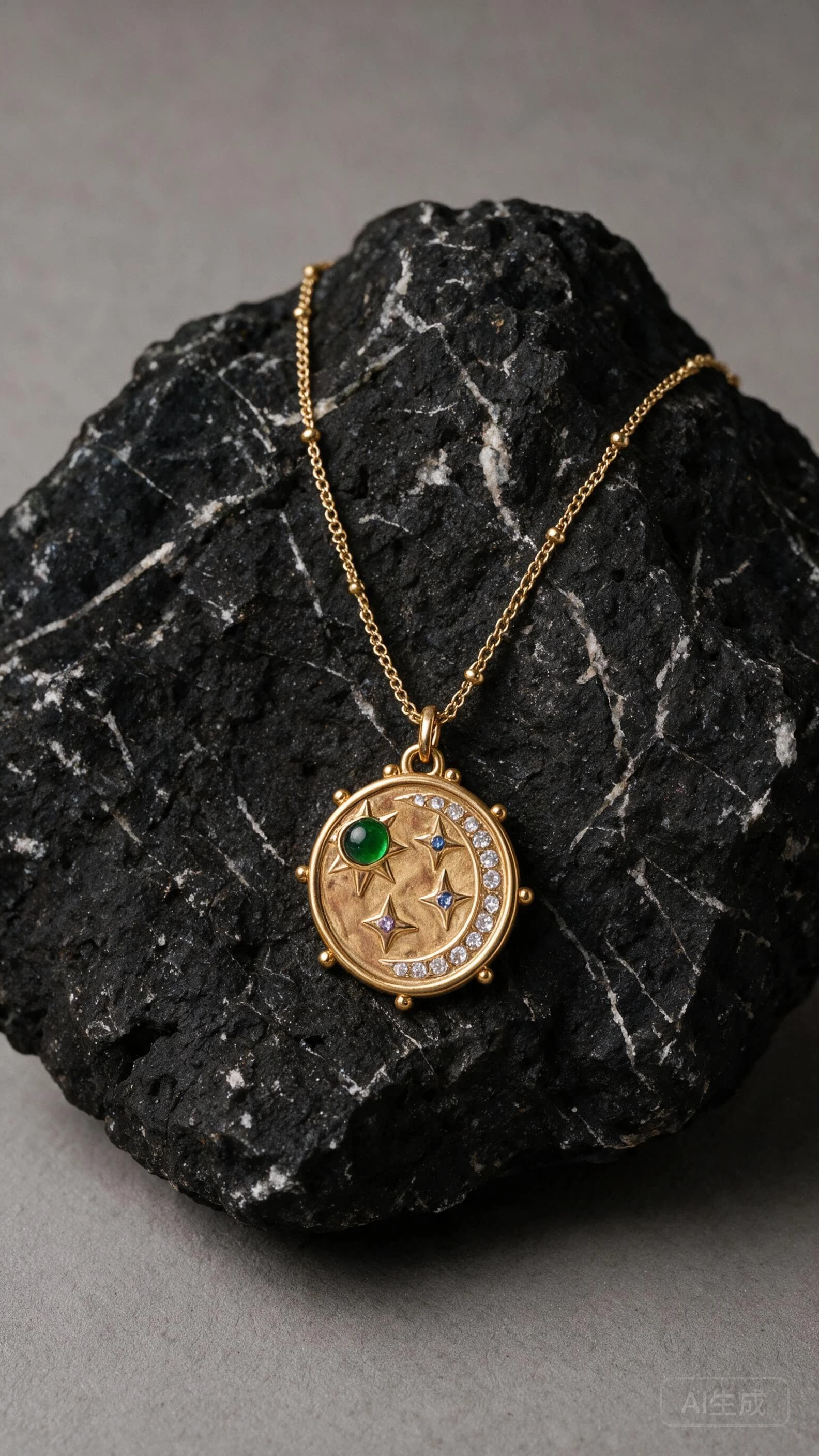 Gold Star And Moon Pendant Necklace — view 4 of 4