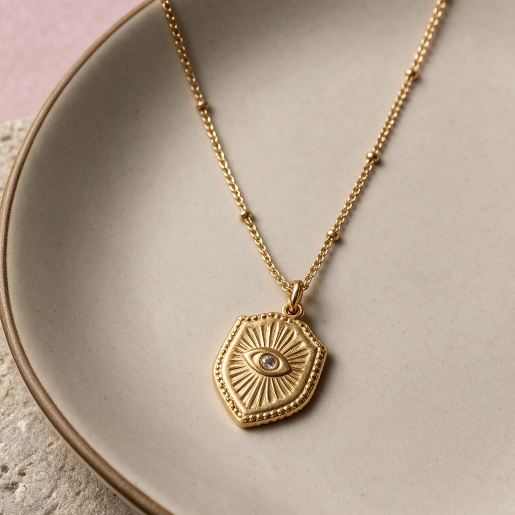 Evil Eye Shield Pendant Necklace — view 4 of 4