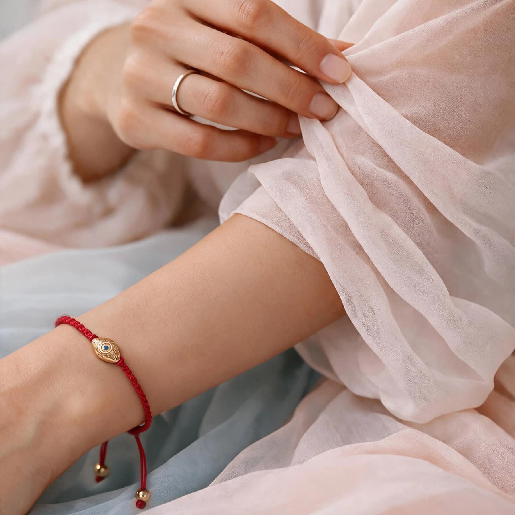 24K Gold Plated Evil Eye Red Cord Bracelet — view 2 of 5