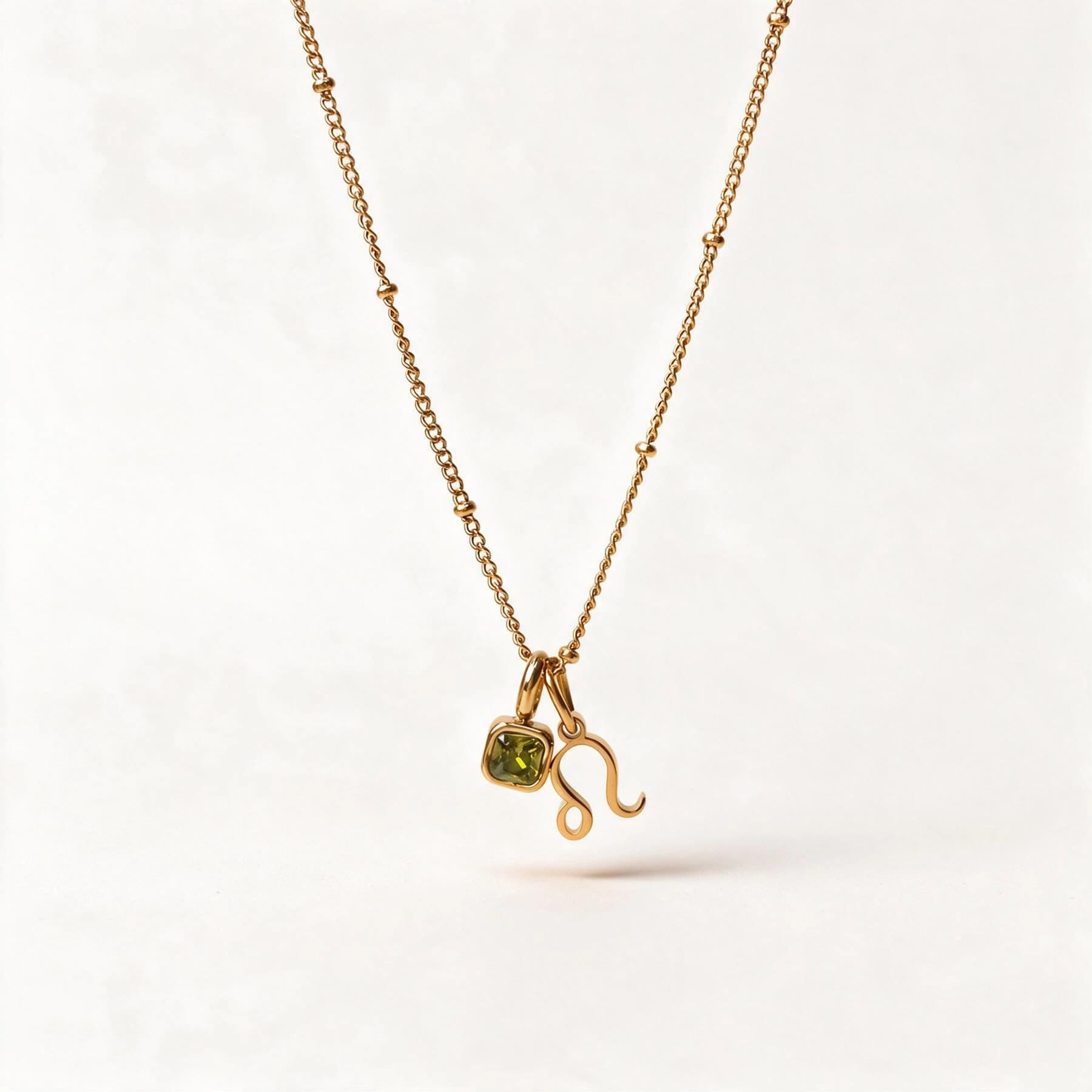 Gold Leo Zodiac Birthstone Necklace — view 1 of 6