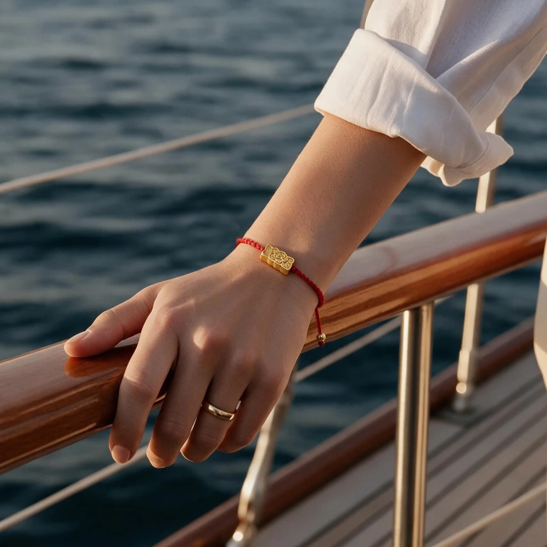 Lotus Charm Red String Bracelet — view 2 of 5